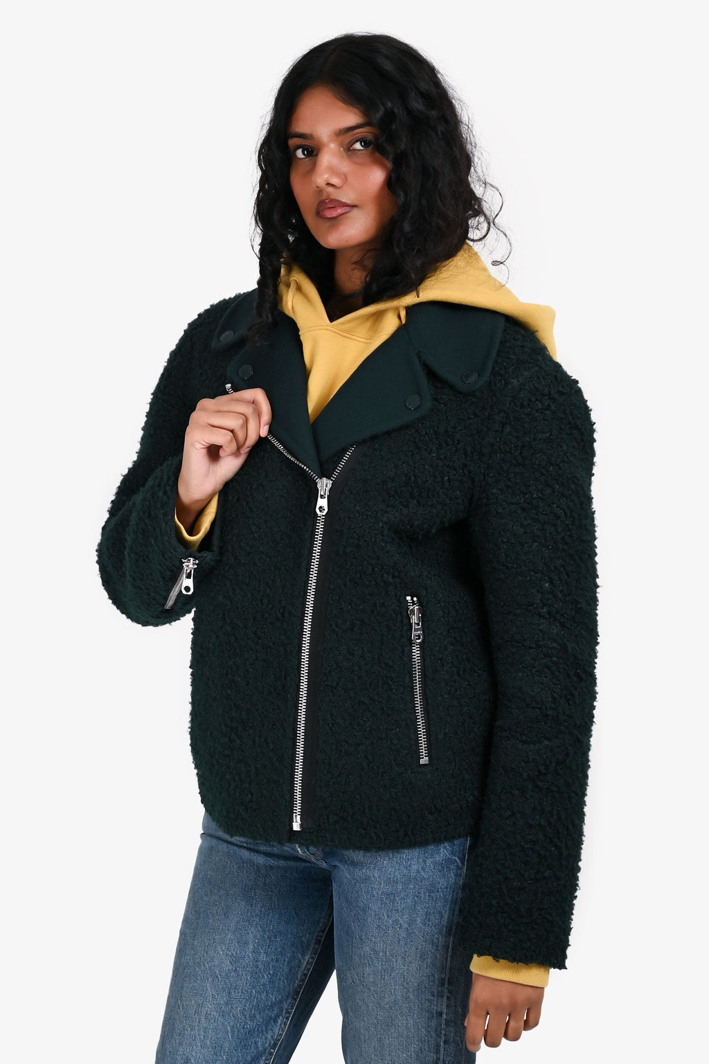 Sandro Dark Green Teddy Jacket Size 2