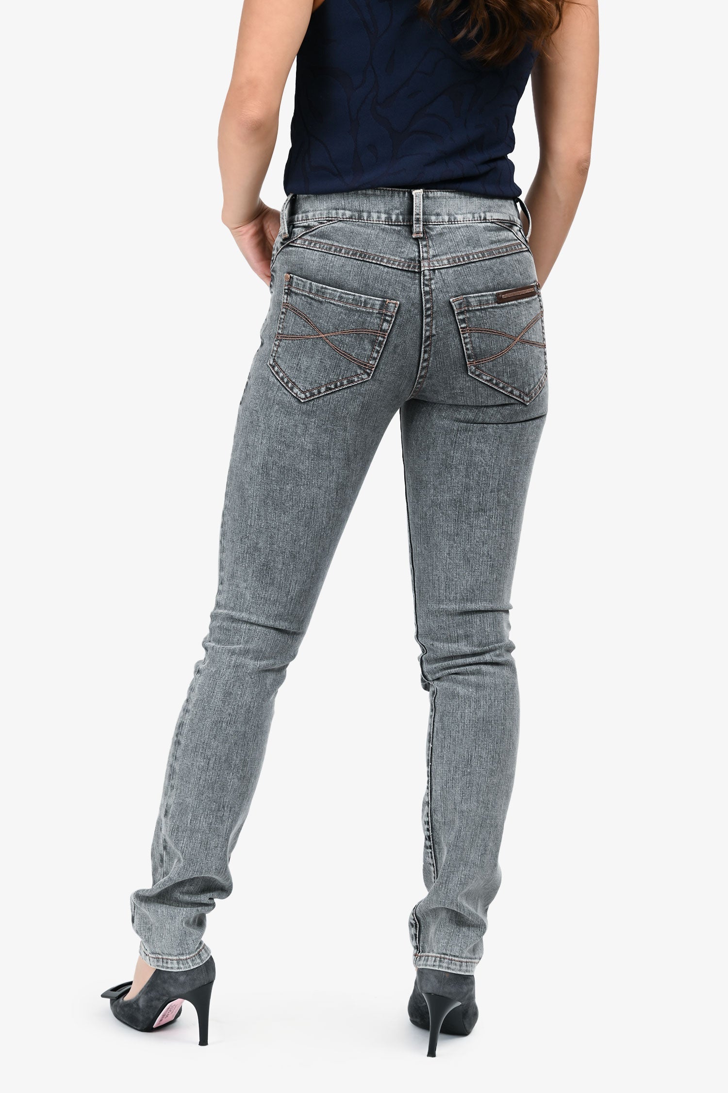 Brunello Cucinelli Grey Beaded Back Pocket Skinny Jeans Size 36