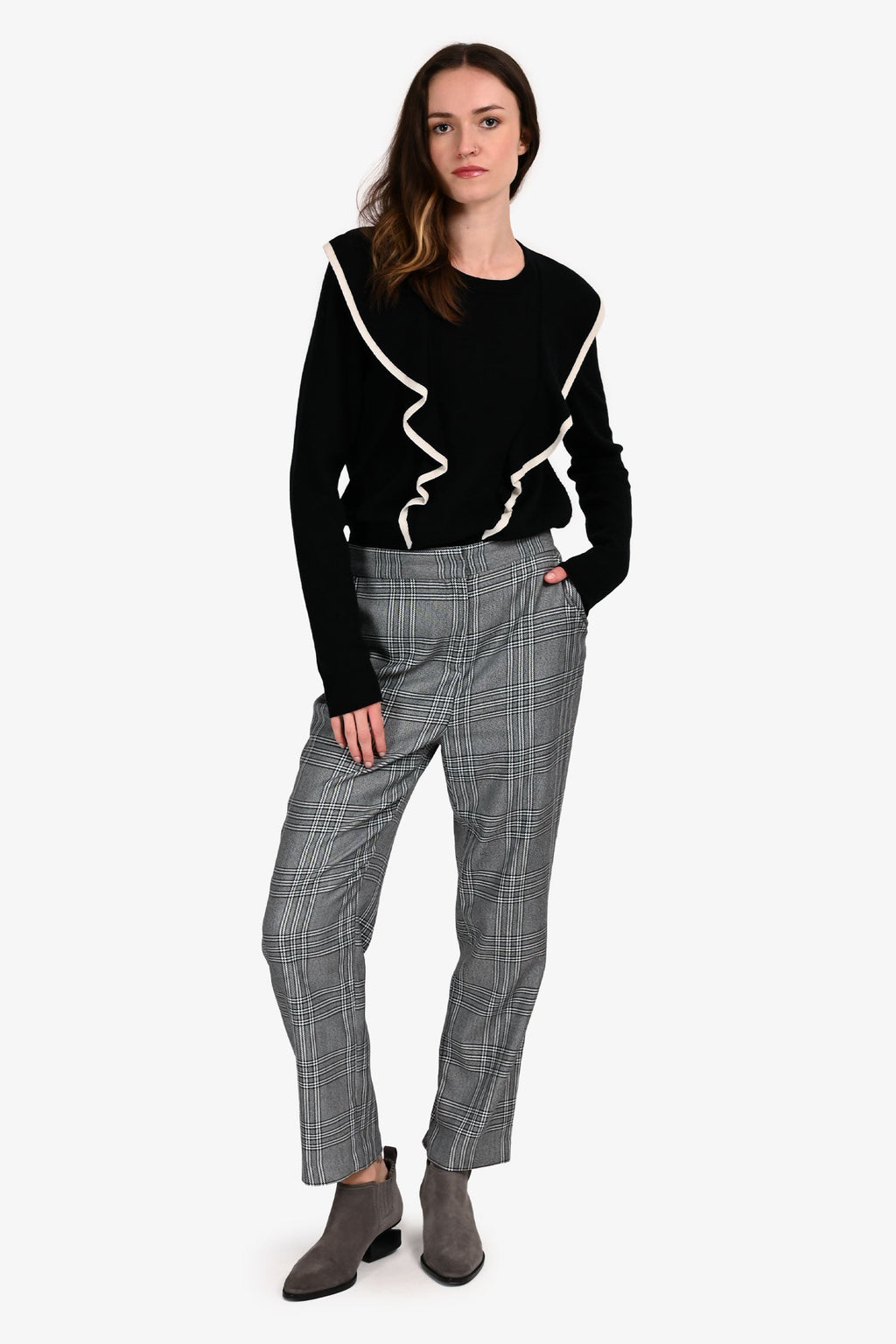 Maje Grey Plaid Trousers Size 40