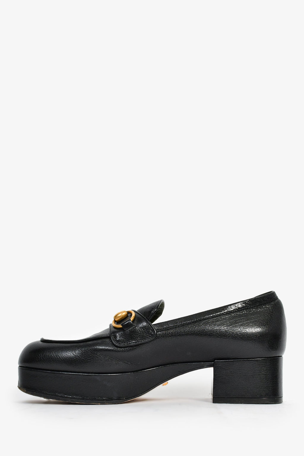 Gucci Black Leather Horsebit Loafers Size 37.5