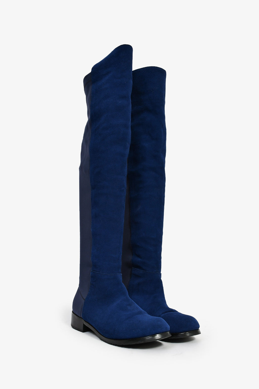 Stuart Weitzman Blue Suede/Fabric 50/50 Knee Boots Size 40
