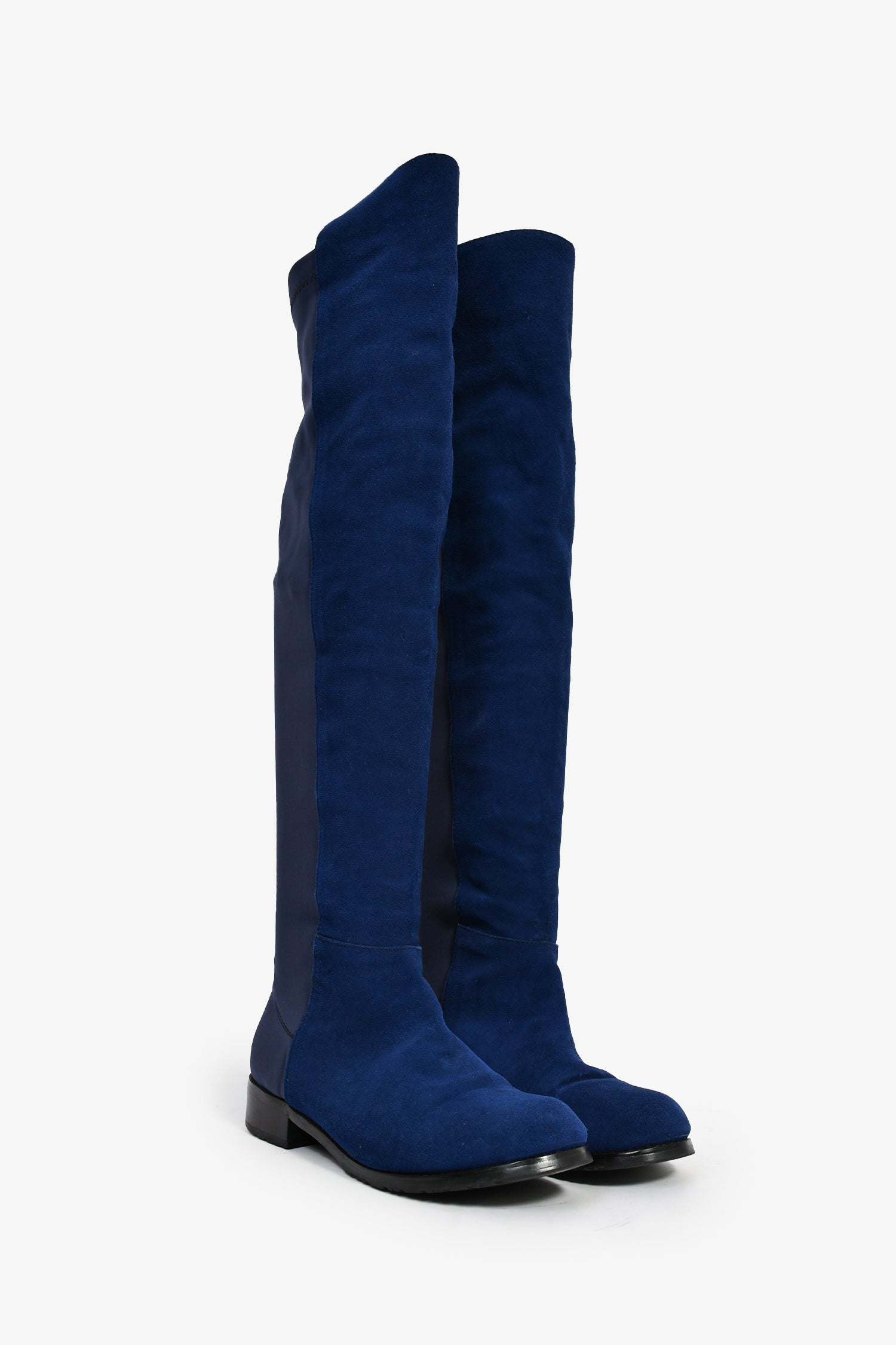 Stuart Weitzman Blue Suede/Fabric 50/50 Knee Boots Size 40