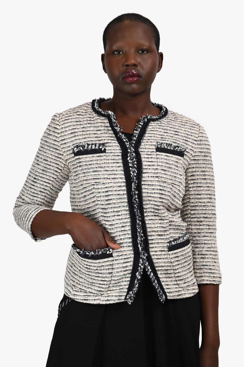 Layfayette Blue/White Tweed Metallic Blazer Size 6