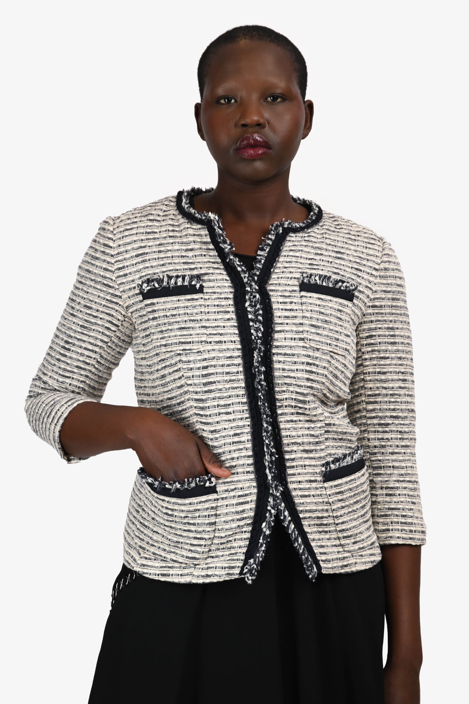 Layfayette Blue/White Tweed Metallic Blazer Size 6