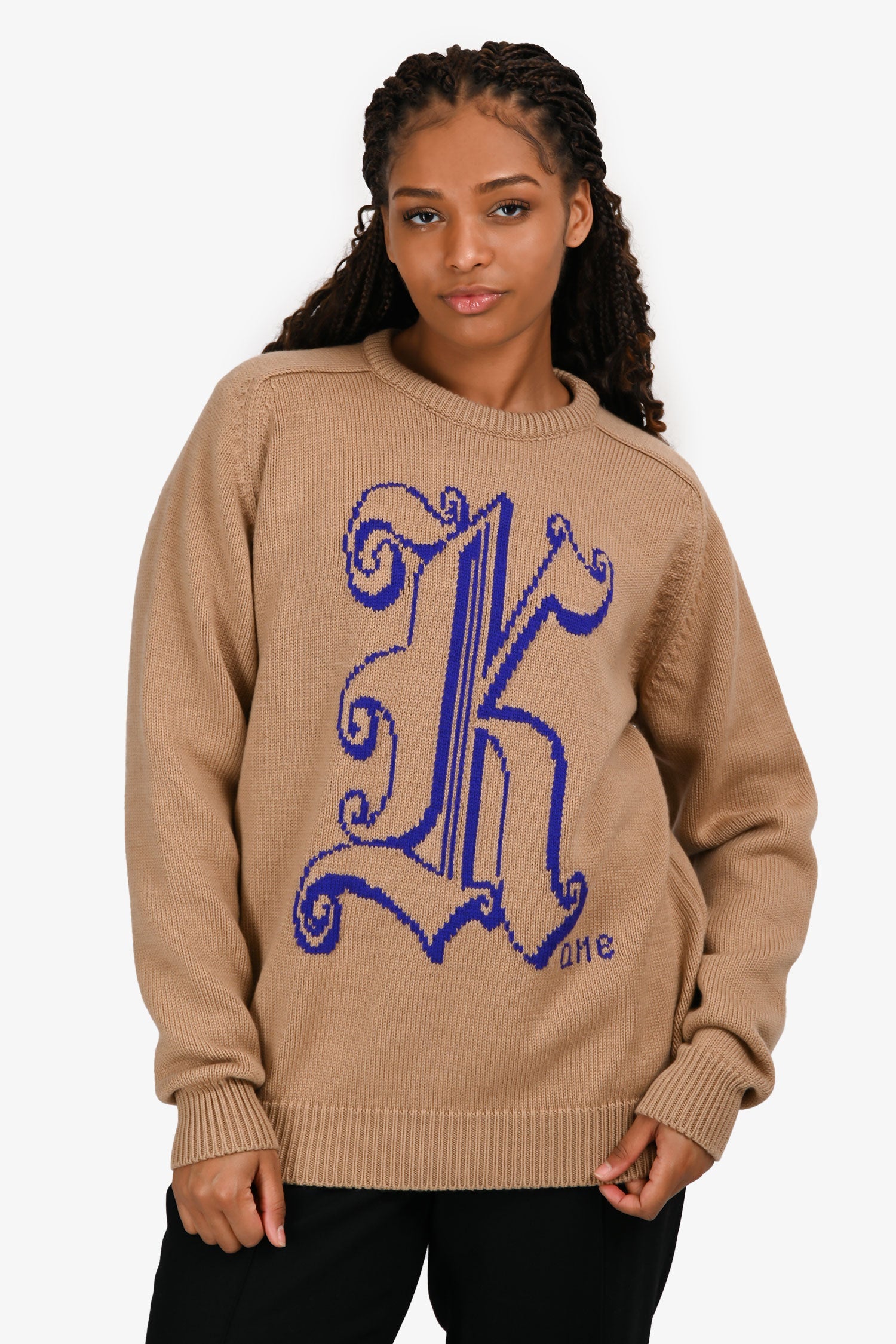 Christopher Kane Brown/Purple Wool Logo Sweater Size M