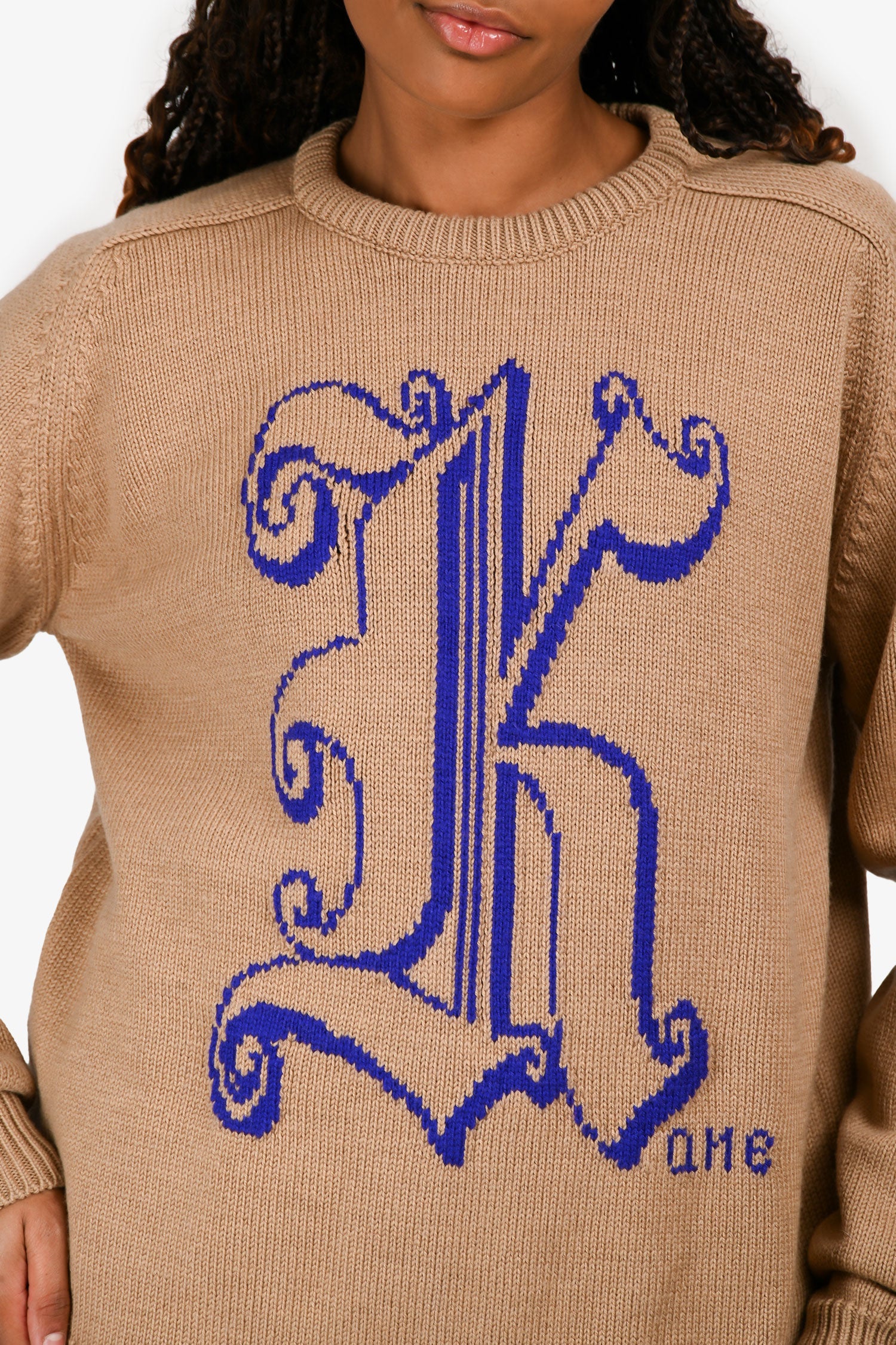 Christopher Kane Brown/Purple Wool Logo Sweater Size M