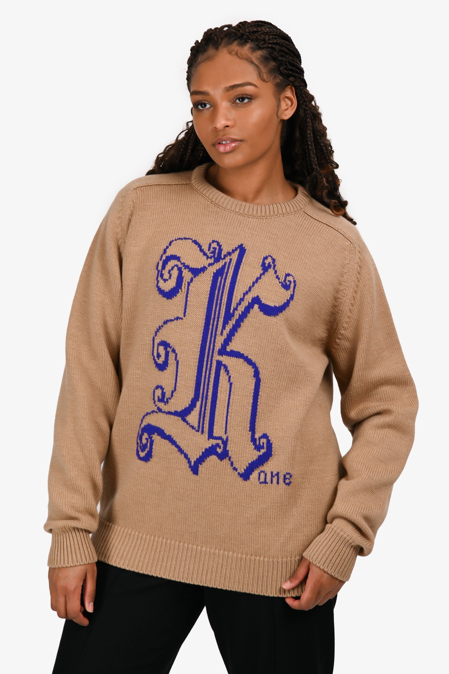 Christopher Kane Brown/Purple Wool Logo Sweater Size M