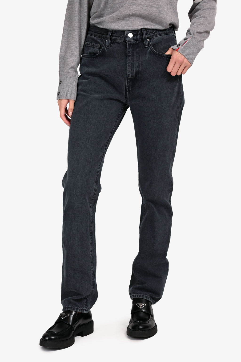 Toteme Black Denim Medium Wash Straight Leg Jeans Size 28