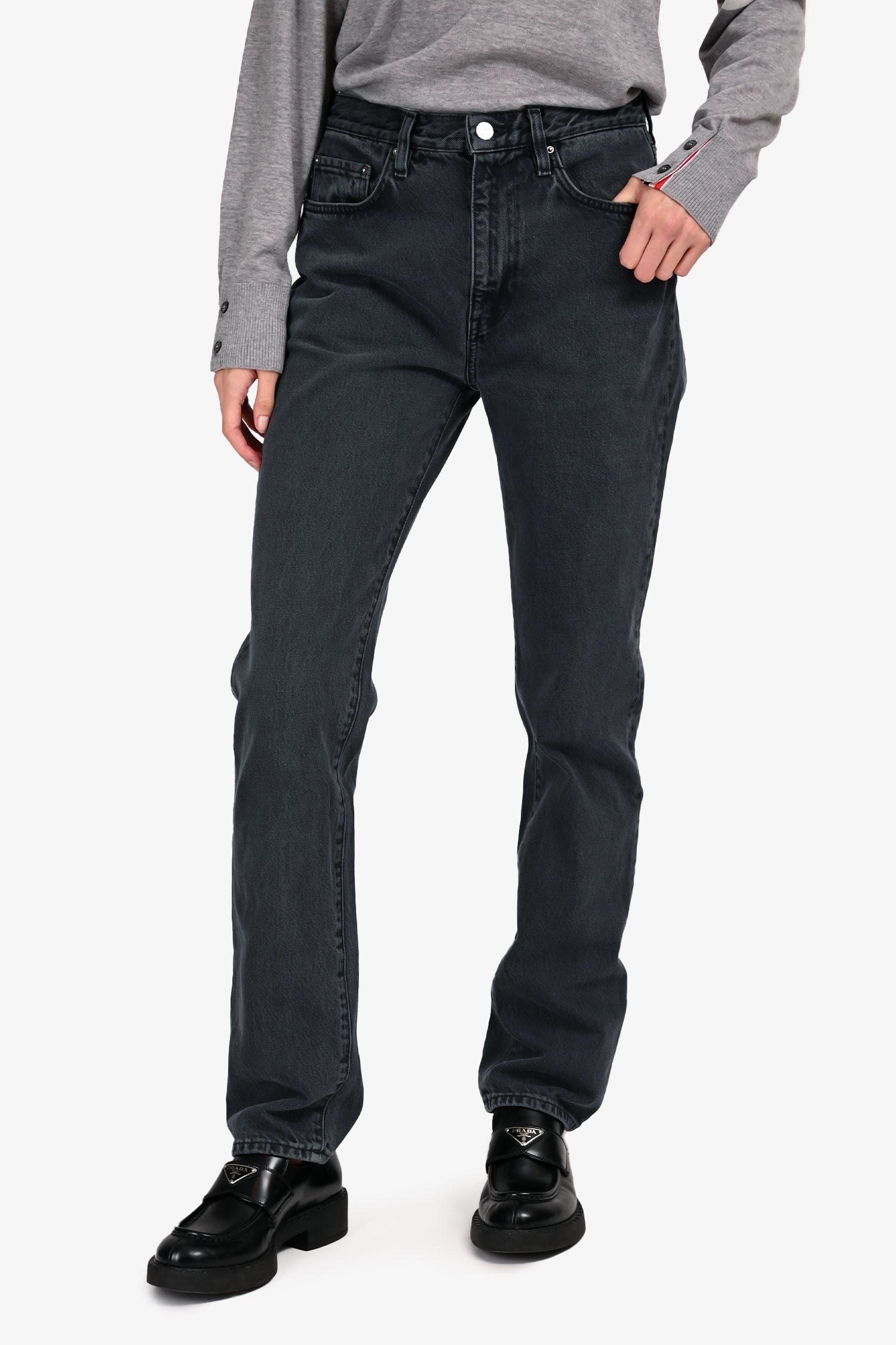 Toteme Black Denim Medium Wash Straight Leg Jeans Size 28