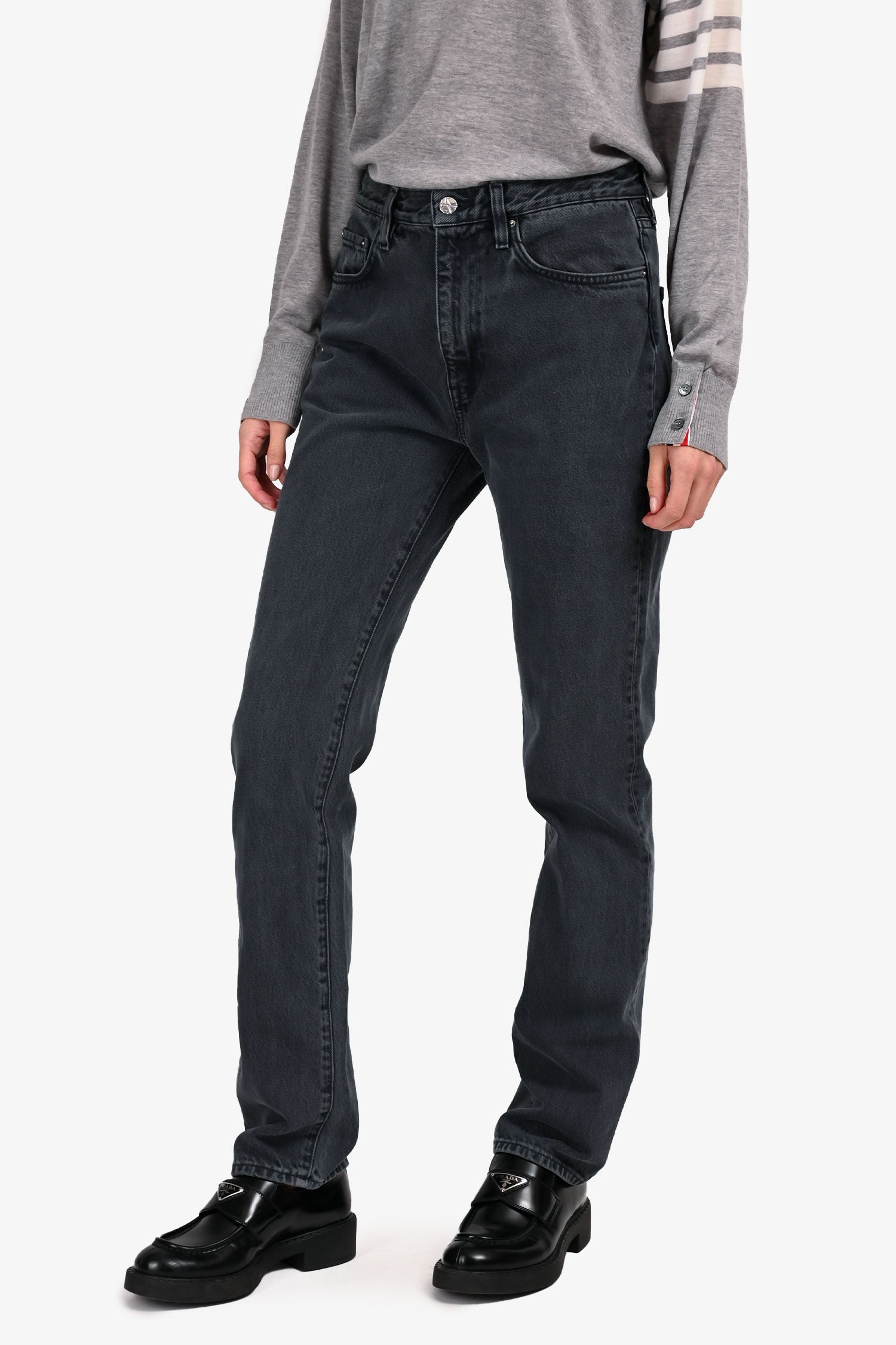 Toteme Black Denim Medium Wash Straight Leg Jeans Size 28