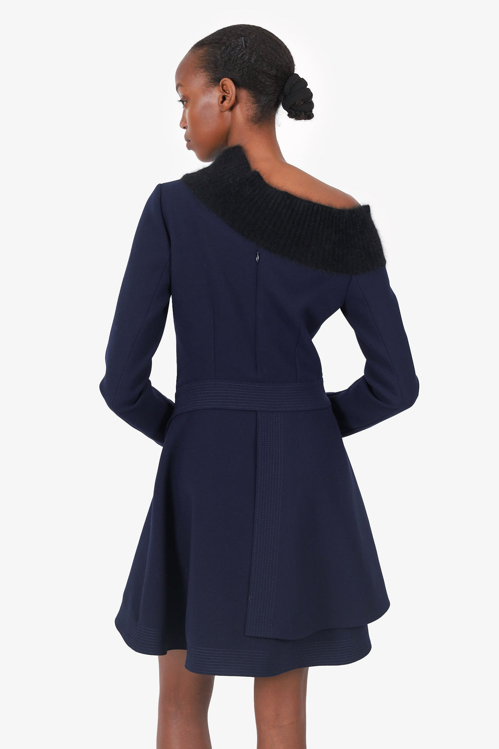 Christian Dior Navy/Burgundy Angora Collar Mini Dress Size 4