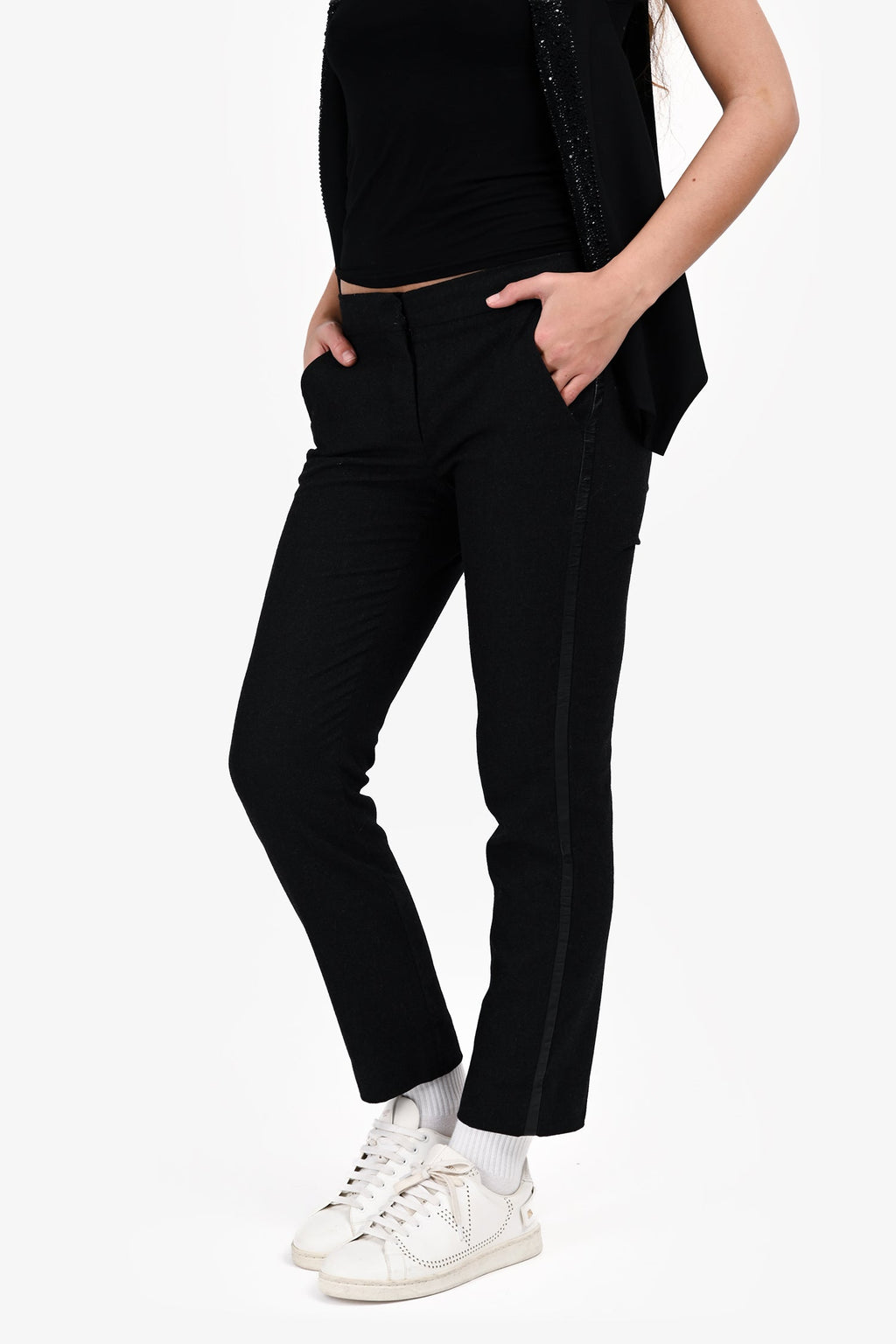 Max Mara Grey Wool Cropped Trousers Size 6