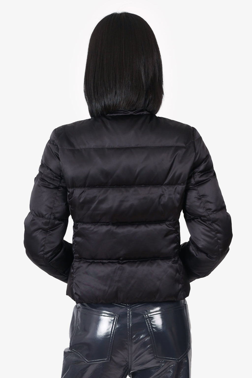 Prada Black Quilted Bomber Puffer Jacket Size 42