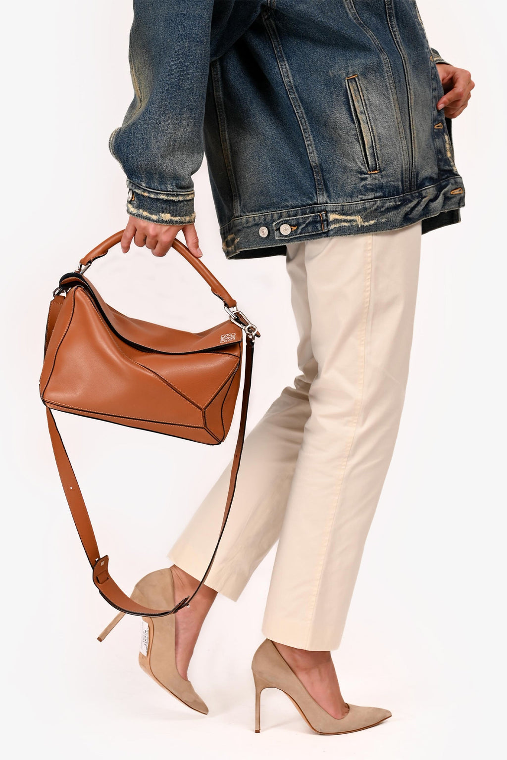 Loewe 2016 Brown Leather Medium Puzzle Bag with Strap