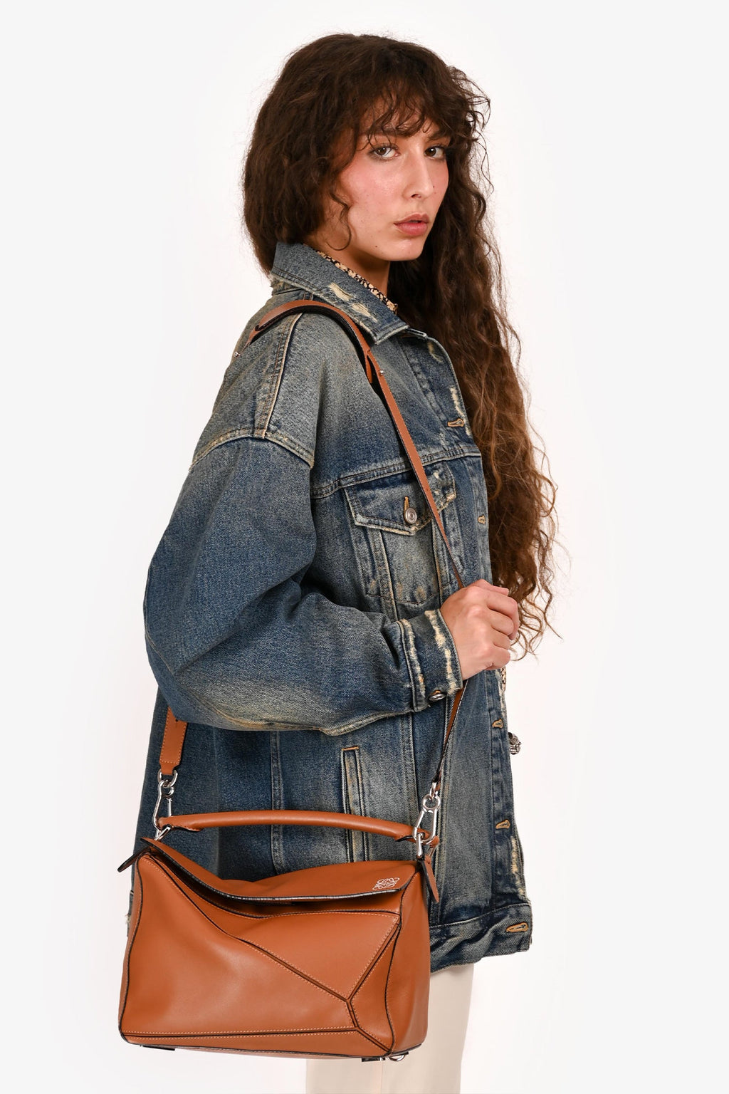Loewe 2016 Brown Leather Medium Puzzle Bag with Strap