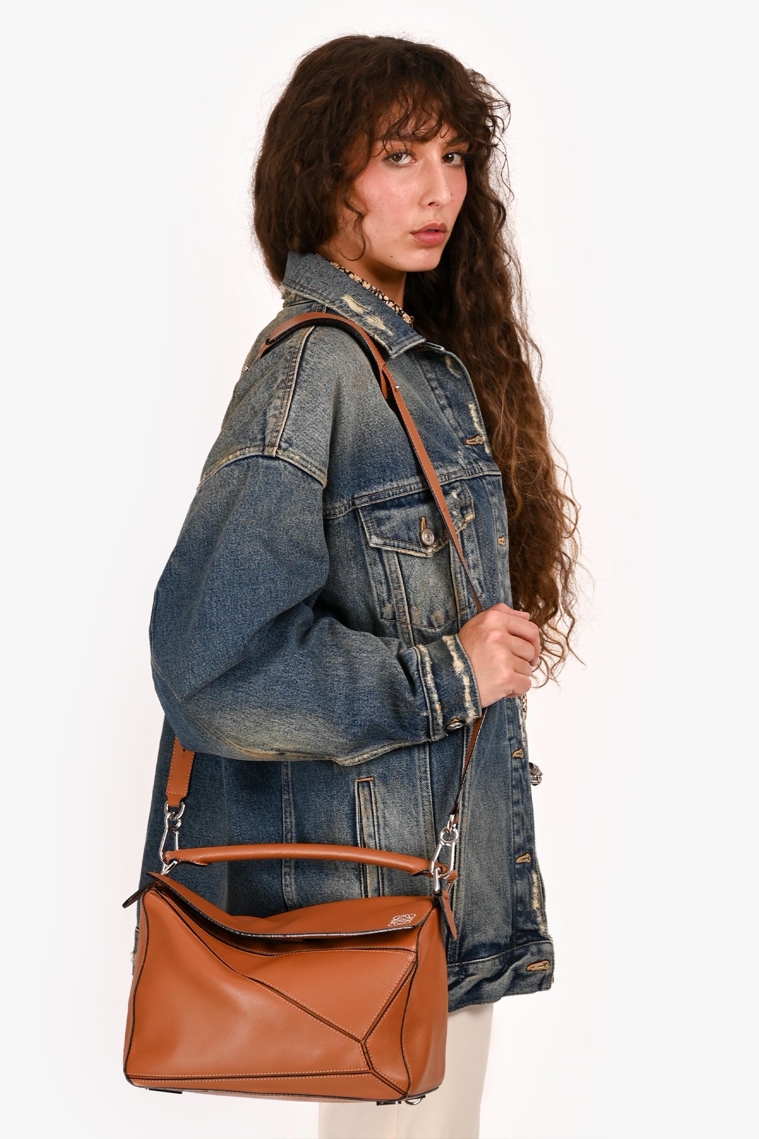 Loewe 2016 Brown Leather Medium Puzzle Bag with Strap