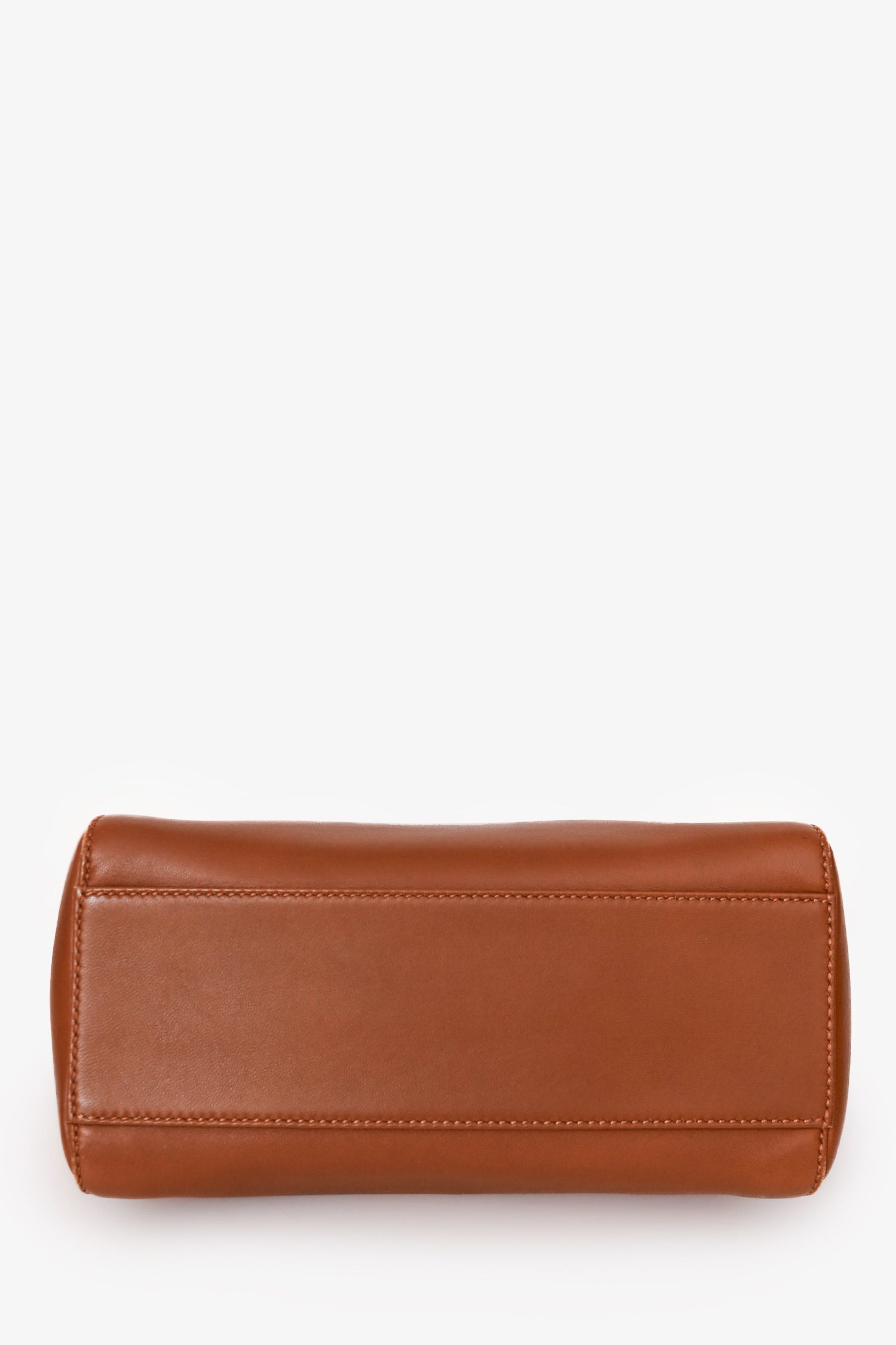 Fendi Brown Leather Mini Peekaboo Top Handle with Strap