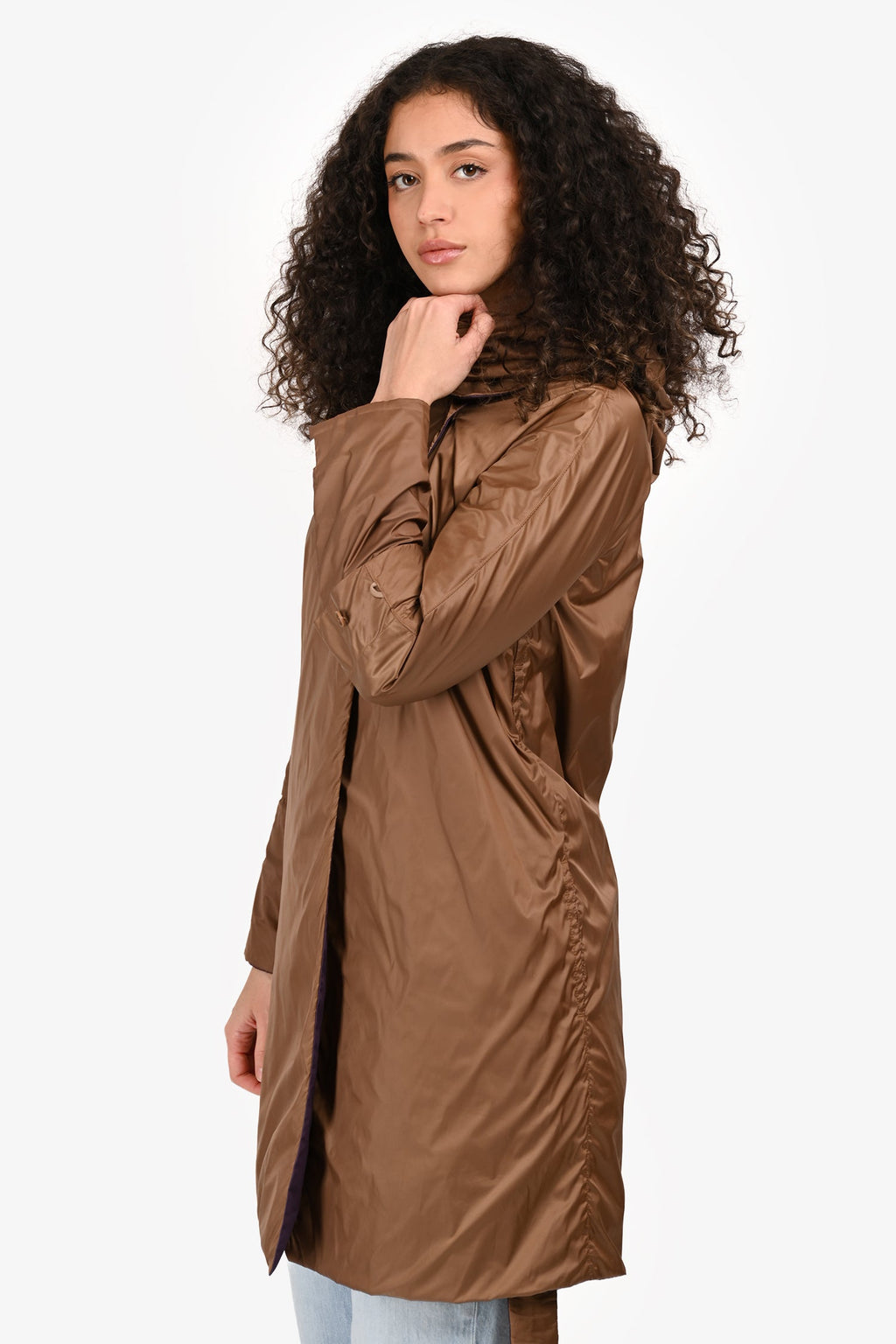 S Max Mara Brown/Purple Reversible Belted Coat Size 4 US