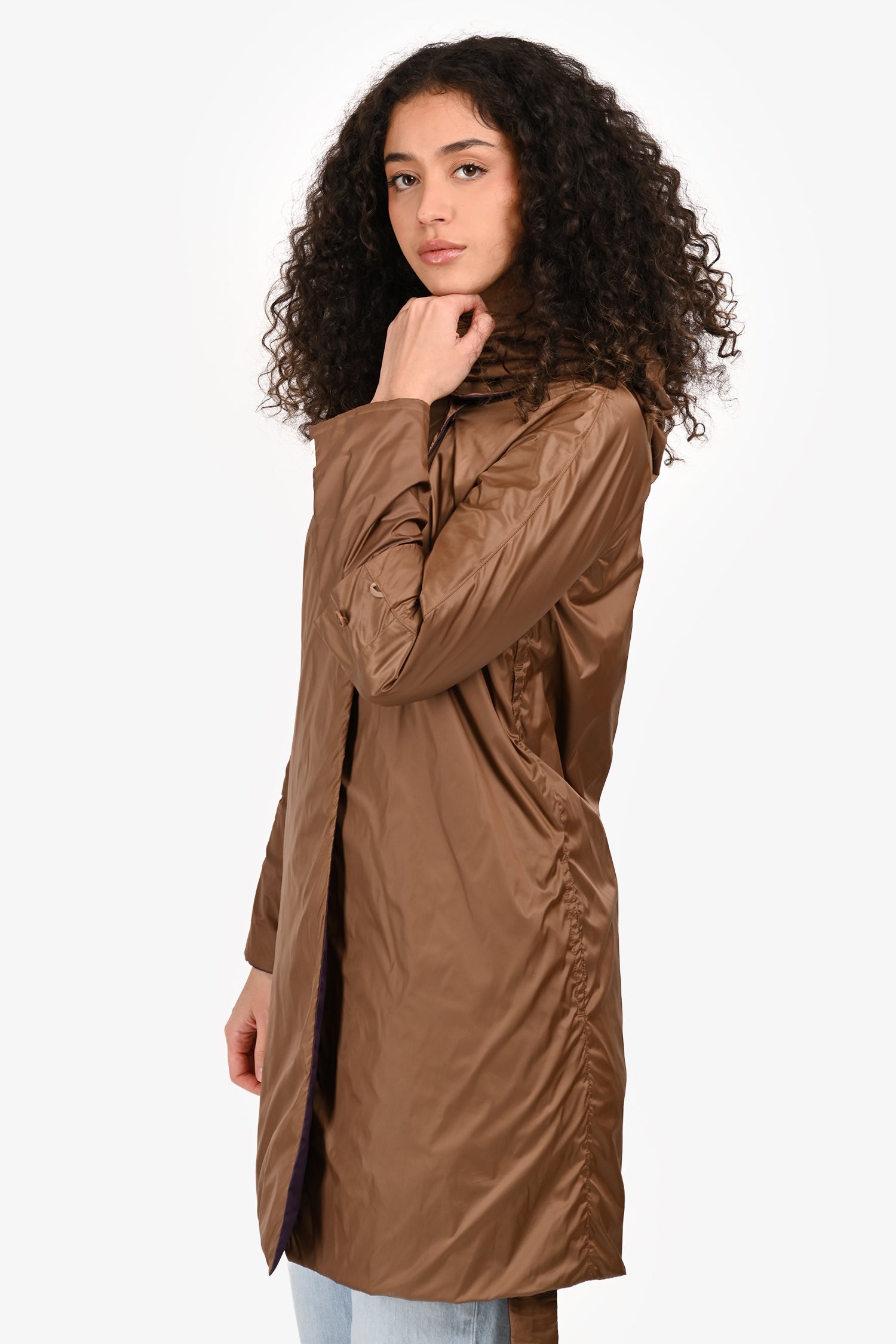 S Max Mara Brown/Purple Reversible Belted Coat Size 4 US