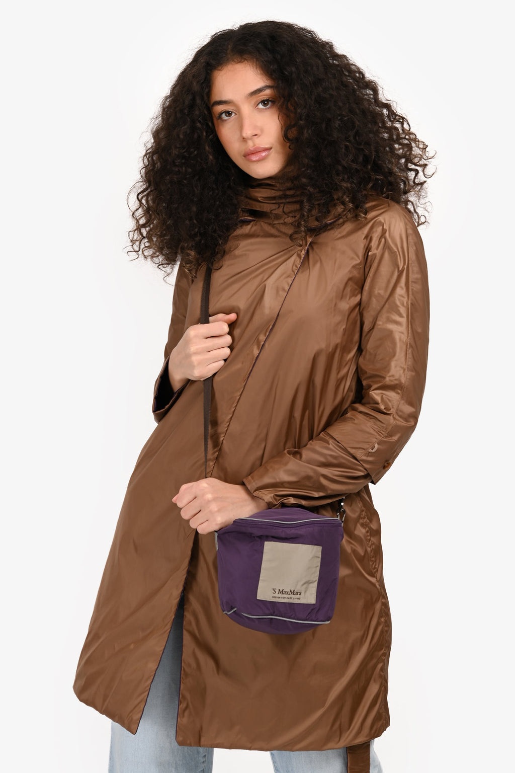 S Max Mara Brown/Purple Reversible Belted Coat Size 4 US