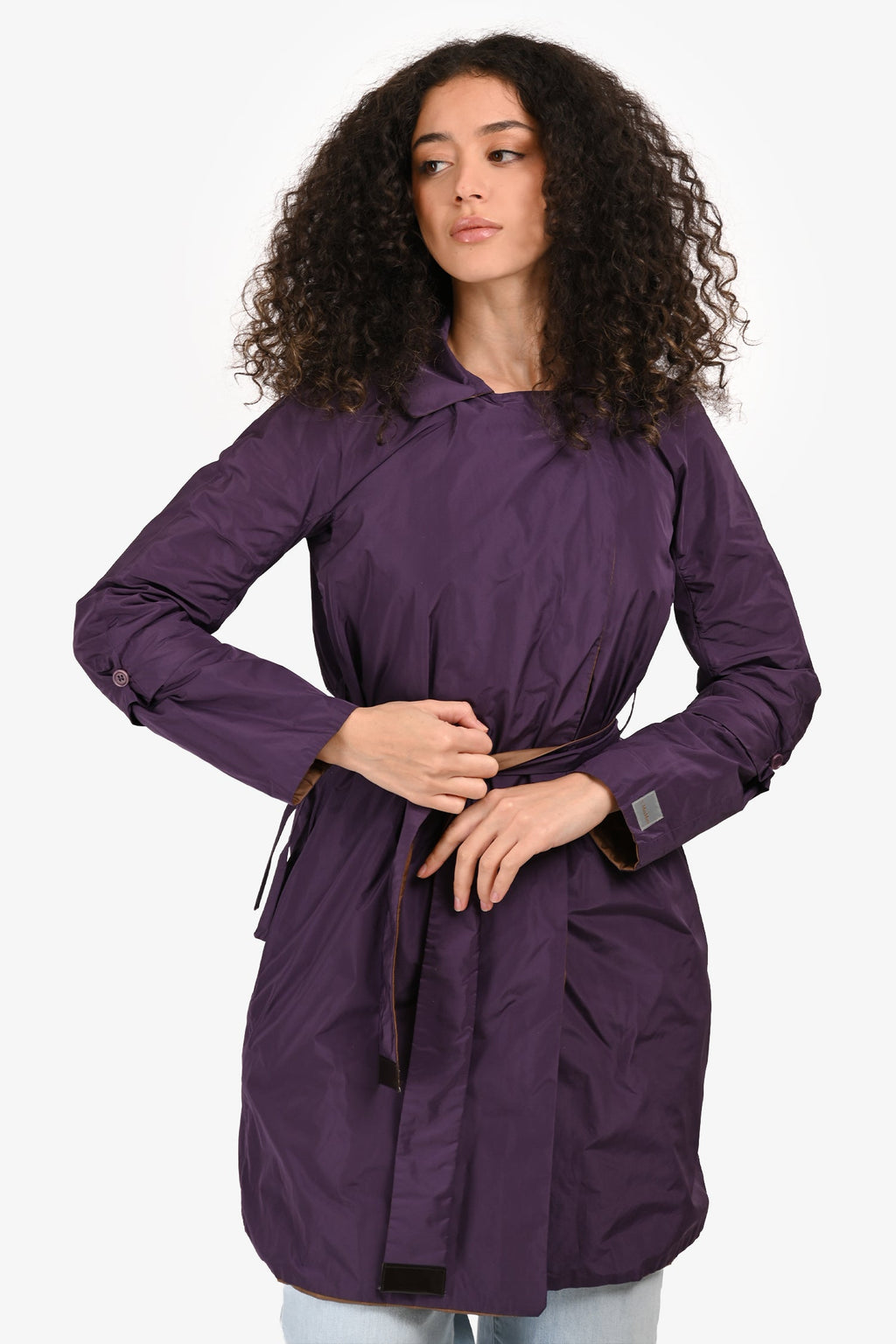 S Max Mara Brown/Purple Reversible Belted Coat Size 4 US