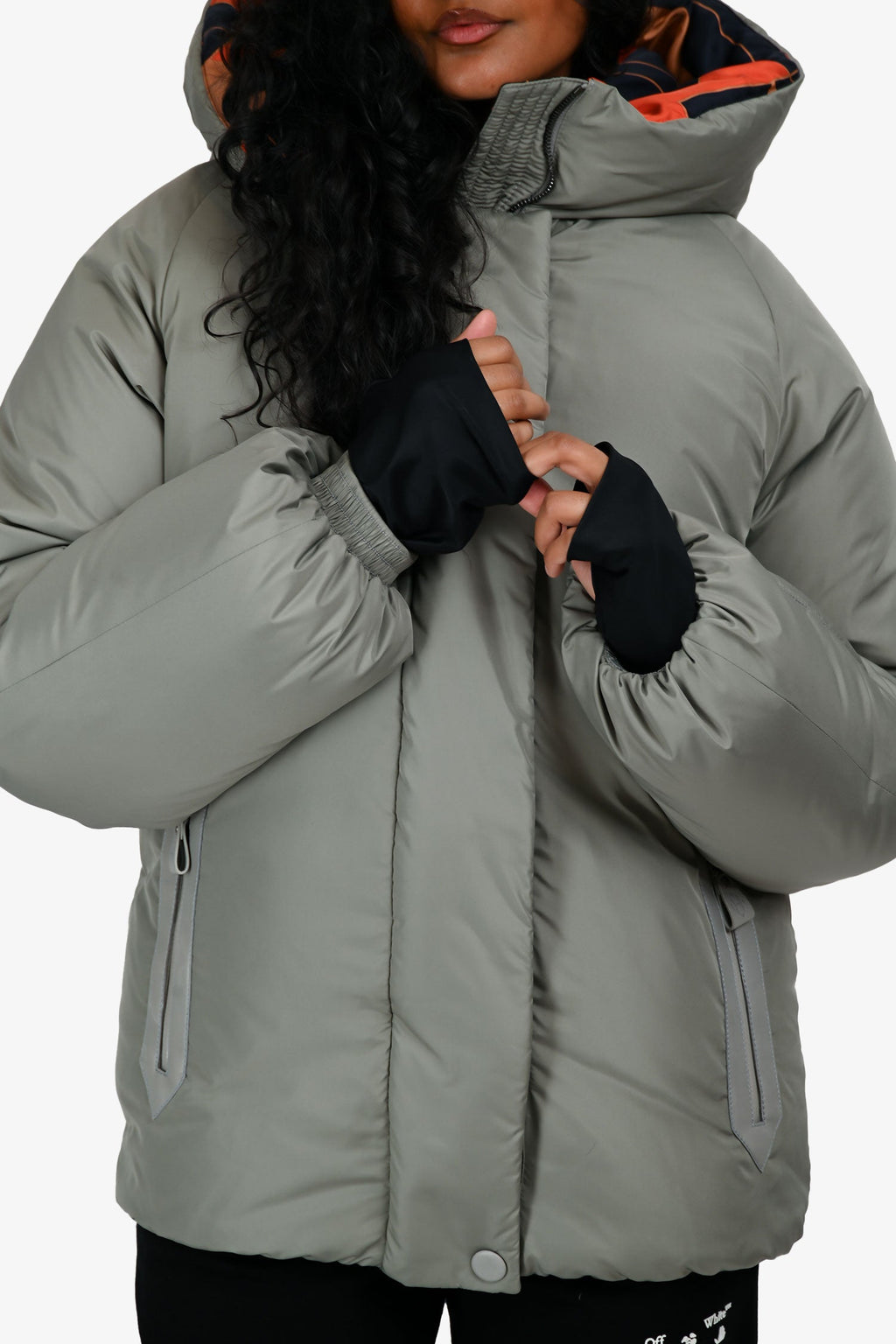 Hermès Grey Bomber Style Hooded Down Jacket Size 38 FR