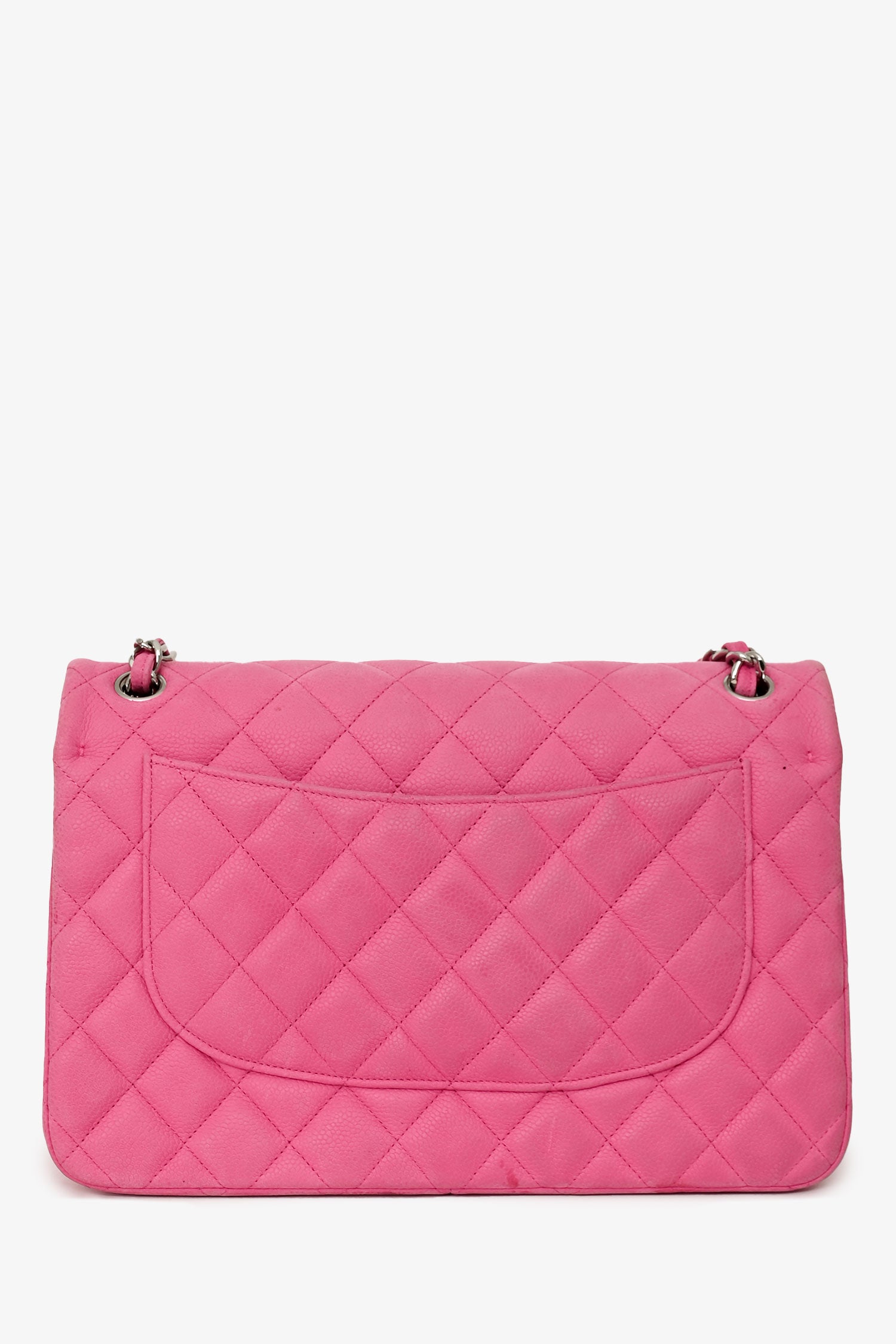 Pre-Loved Chanel™ 2013/14 Pink Caviar Jumbo Double Flap SHW