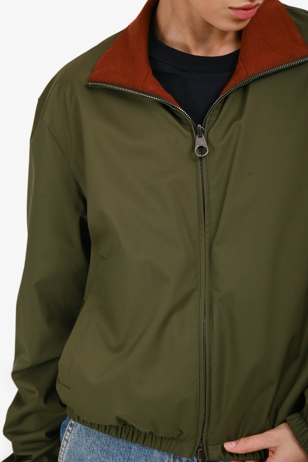 Loro Piana Green/Burgundy Cashmere Windmate® Bomber Jacket Size M