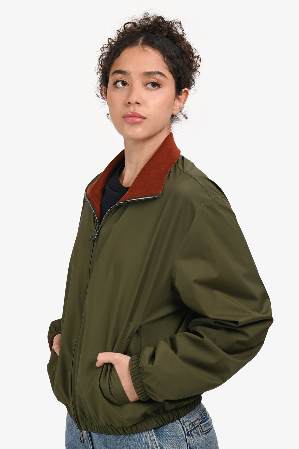 Loro Piana Green/Burgundy Cashmere Windmate® Bomber Jacket Size M