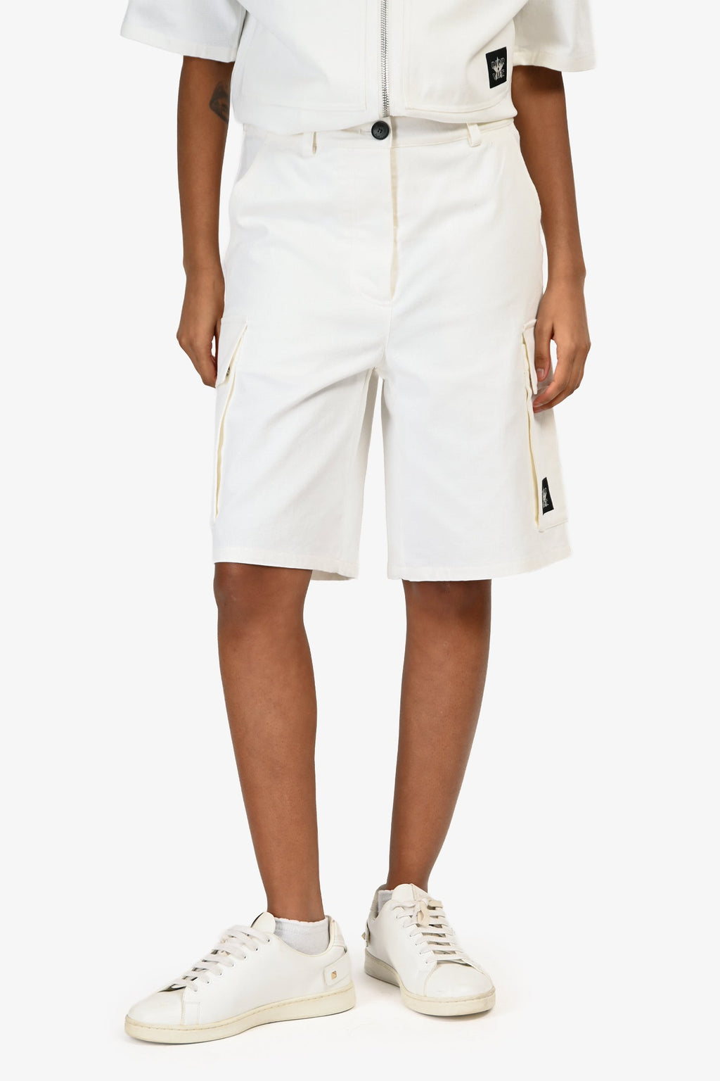 Christian Dior White Denim 'Dior Vibe' Zip Up Shirt + Shorts Set Size 4/6 US
