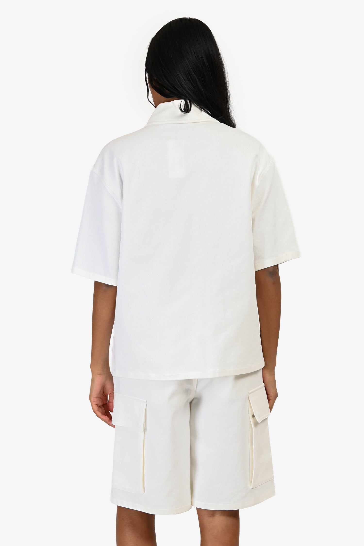 Christian Dior White Denim 'Dior Vibe' Zip Up Shirt + Shorts Set Size 4/6 US
