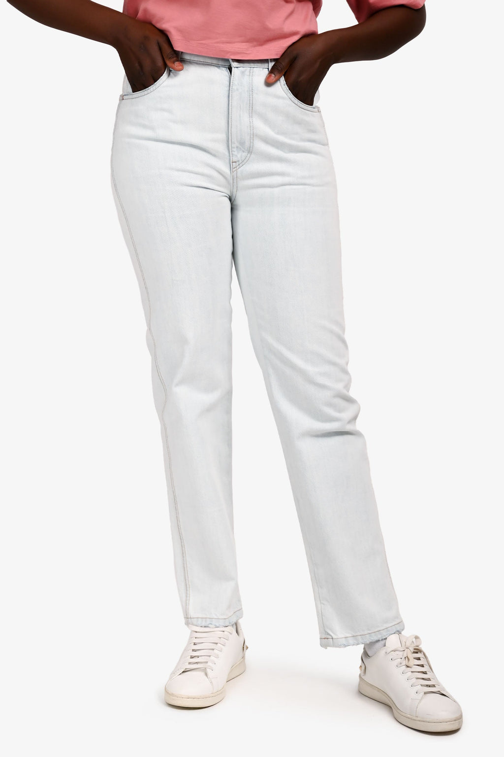 Brunello Cucinelli Light Blue Wash Denim Straight Legged 'The Skater' Jeans Size 6