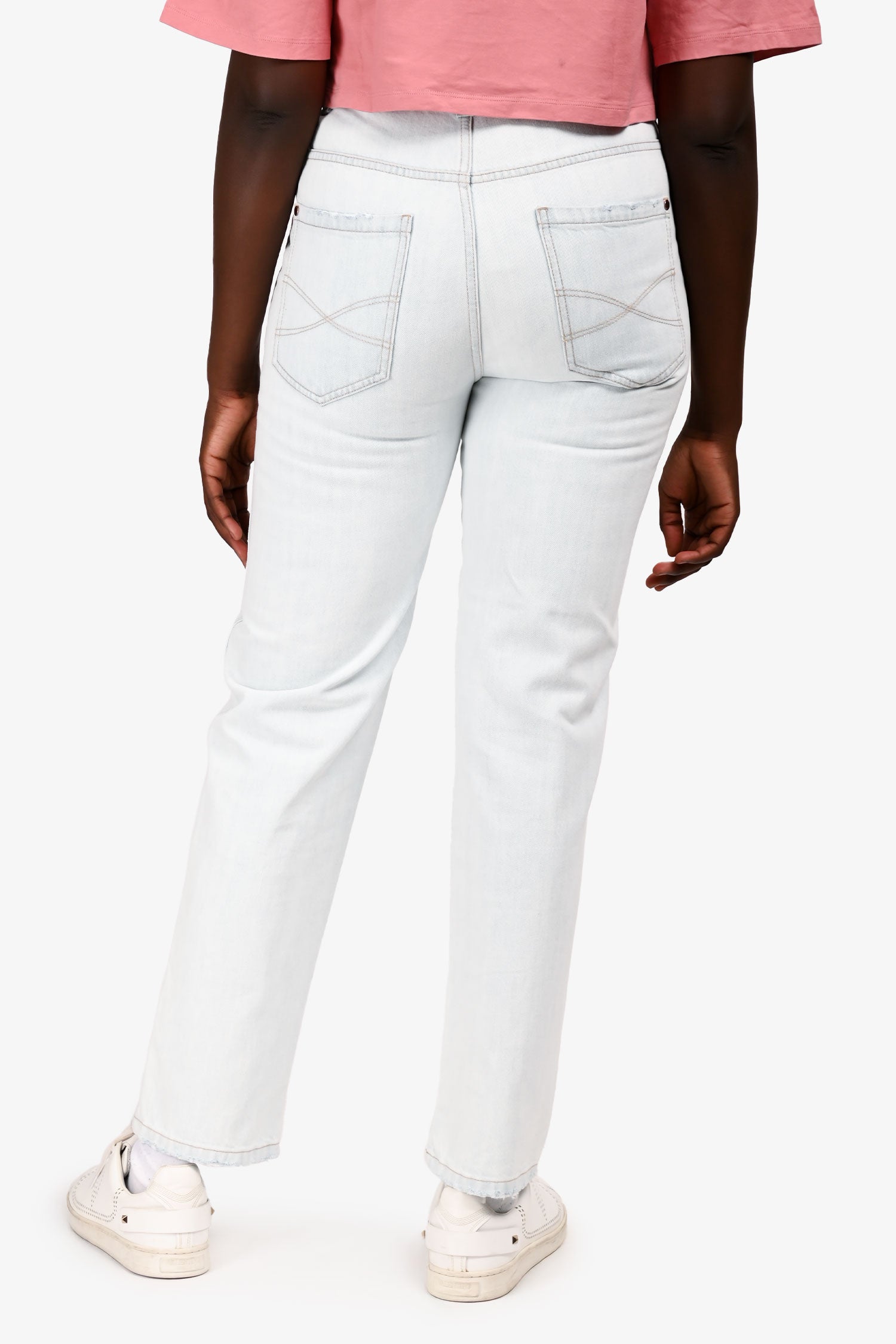 Brunello Cucinelli Light Blue Wash Denim Straight Legged 'The Skater' Jeans Size 6