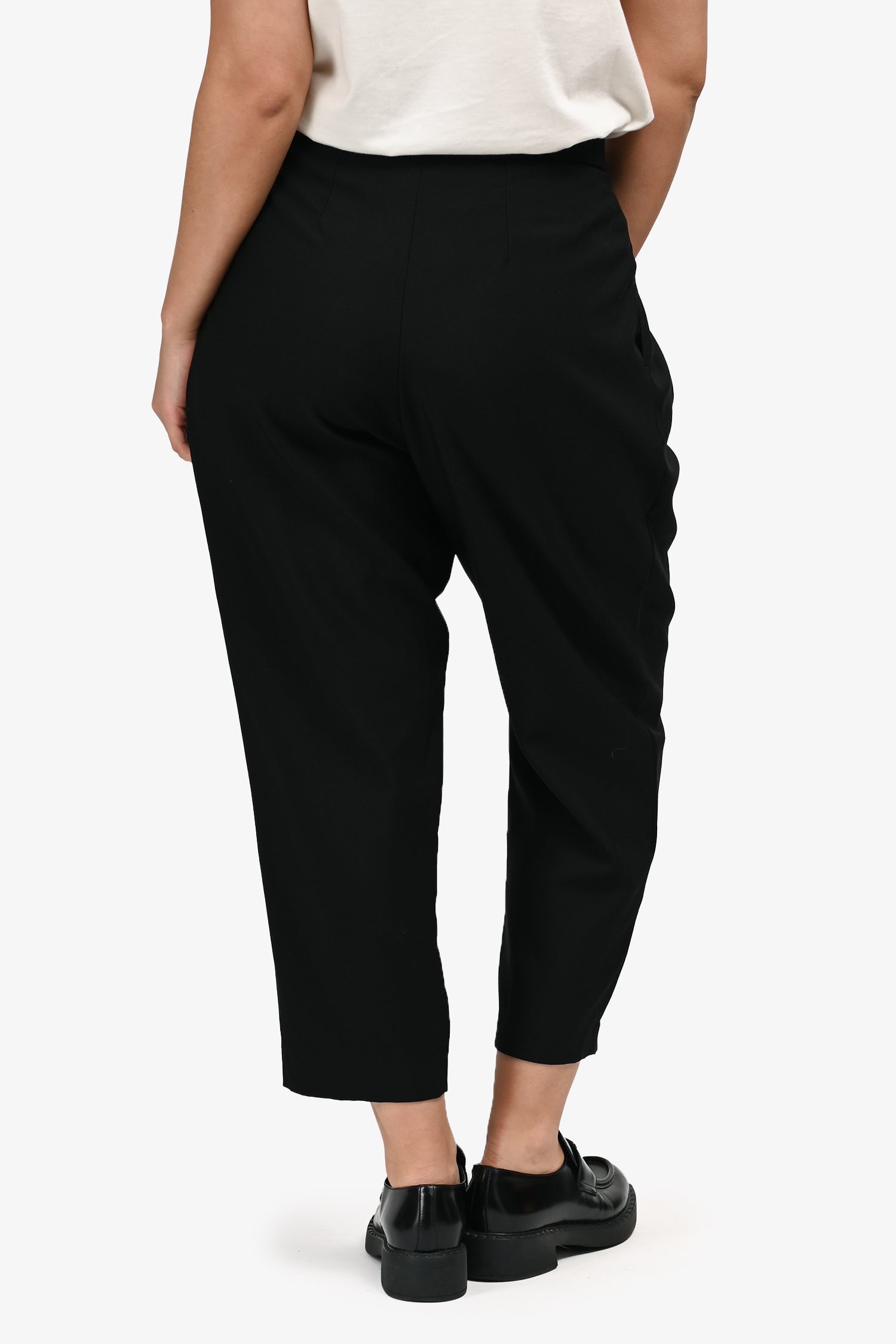 Comme Dees Garcons Black Wool Pleated Detail Baggy Pants Size M
