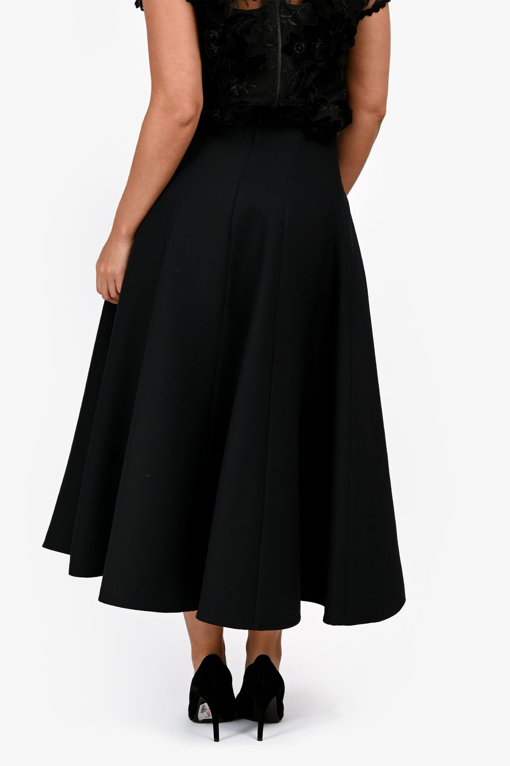Christian Dior 2025 Black Wool/Silk Mid-Length Skirt Size 6 US