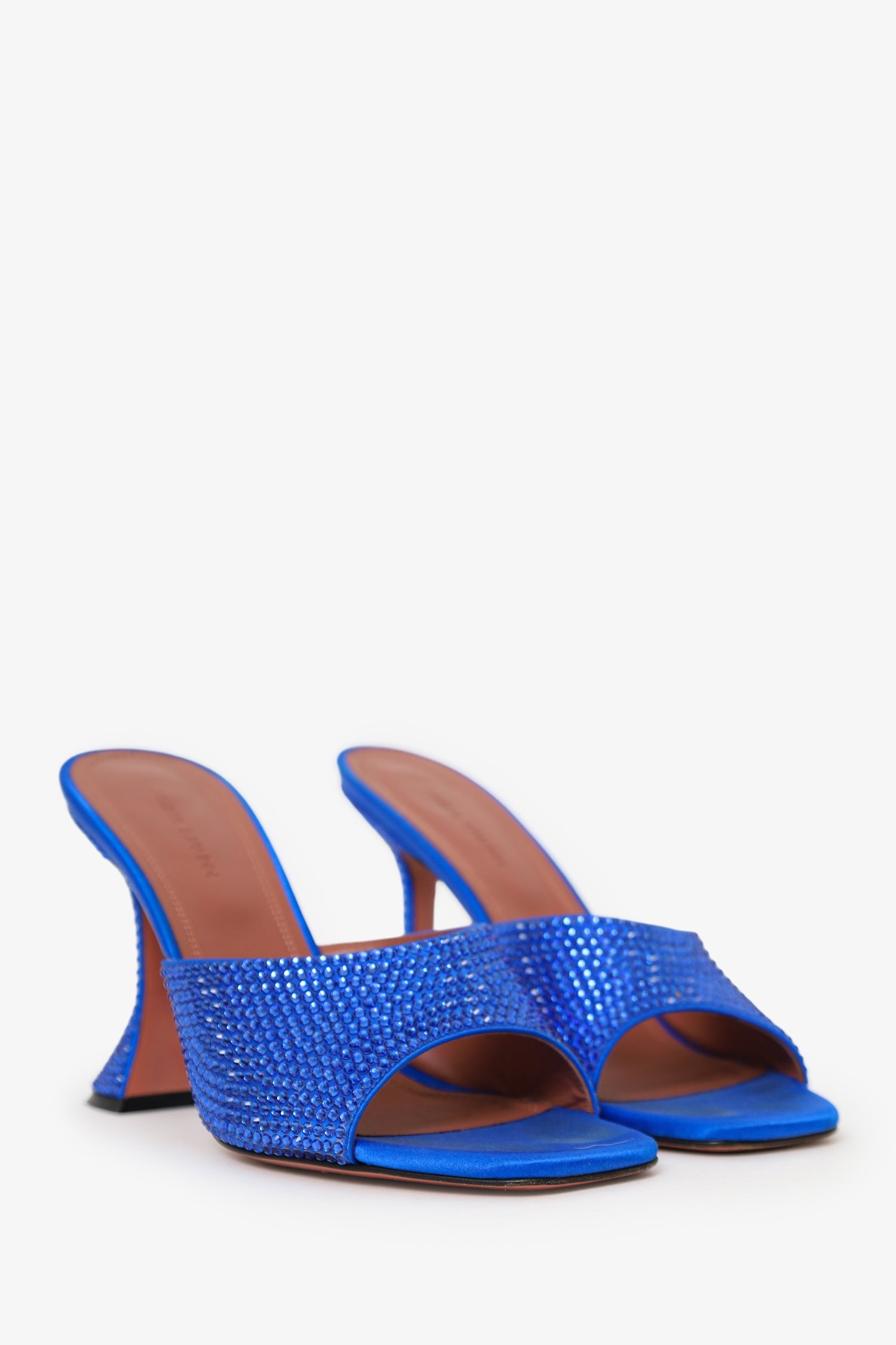 Amina Muaddi Blue Rhinestone 'Lupita' Heels