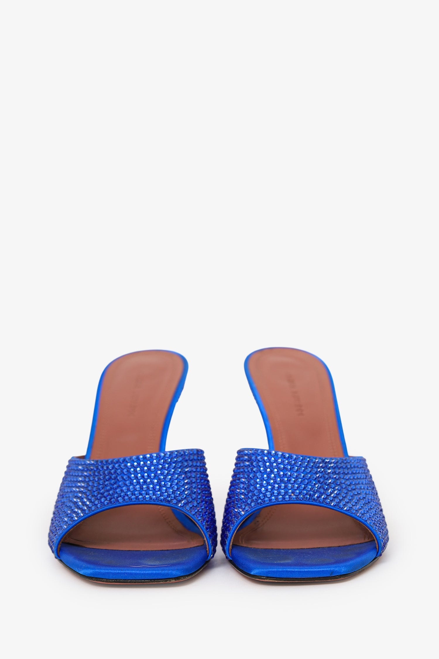Amina Muaddi Blue Rhinestone 'Lupita' Heels