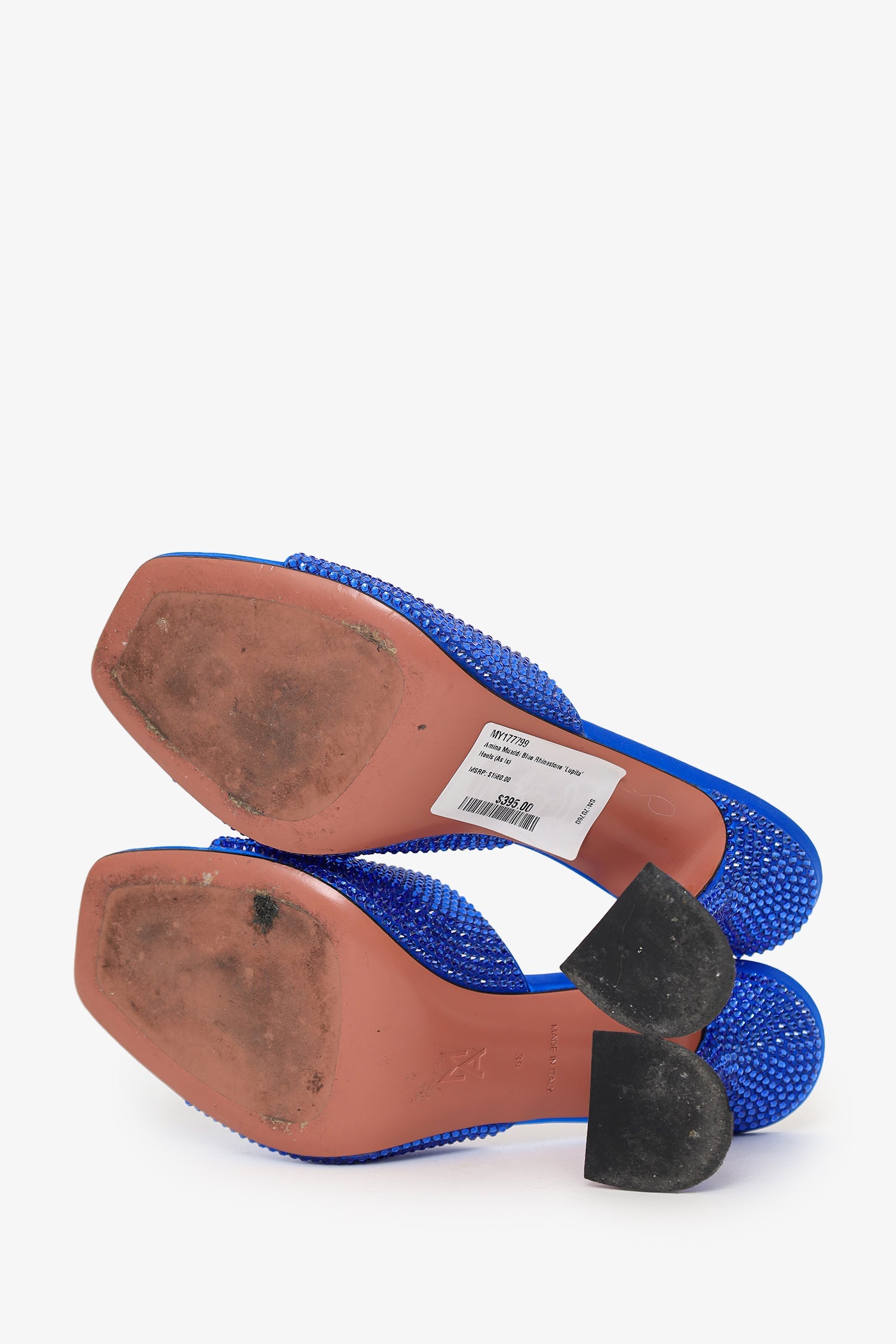 Amina Muaddi Blue Rhinestone 'Lupita' Heels