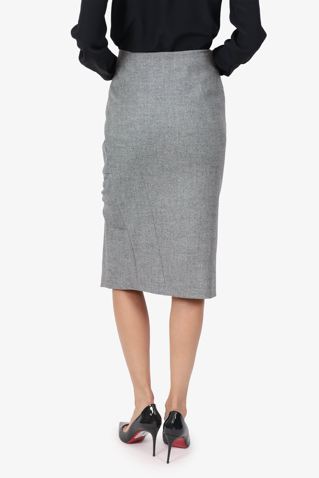 Christian Dior Black/White Twist-Detail Midi Skirt Size 10