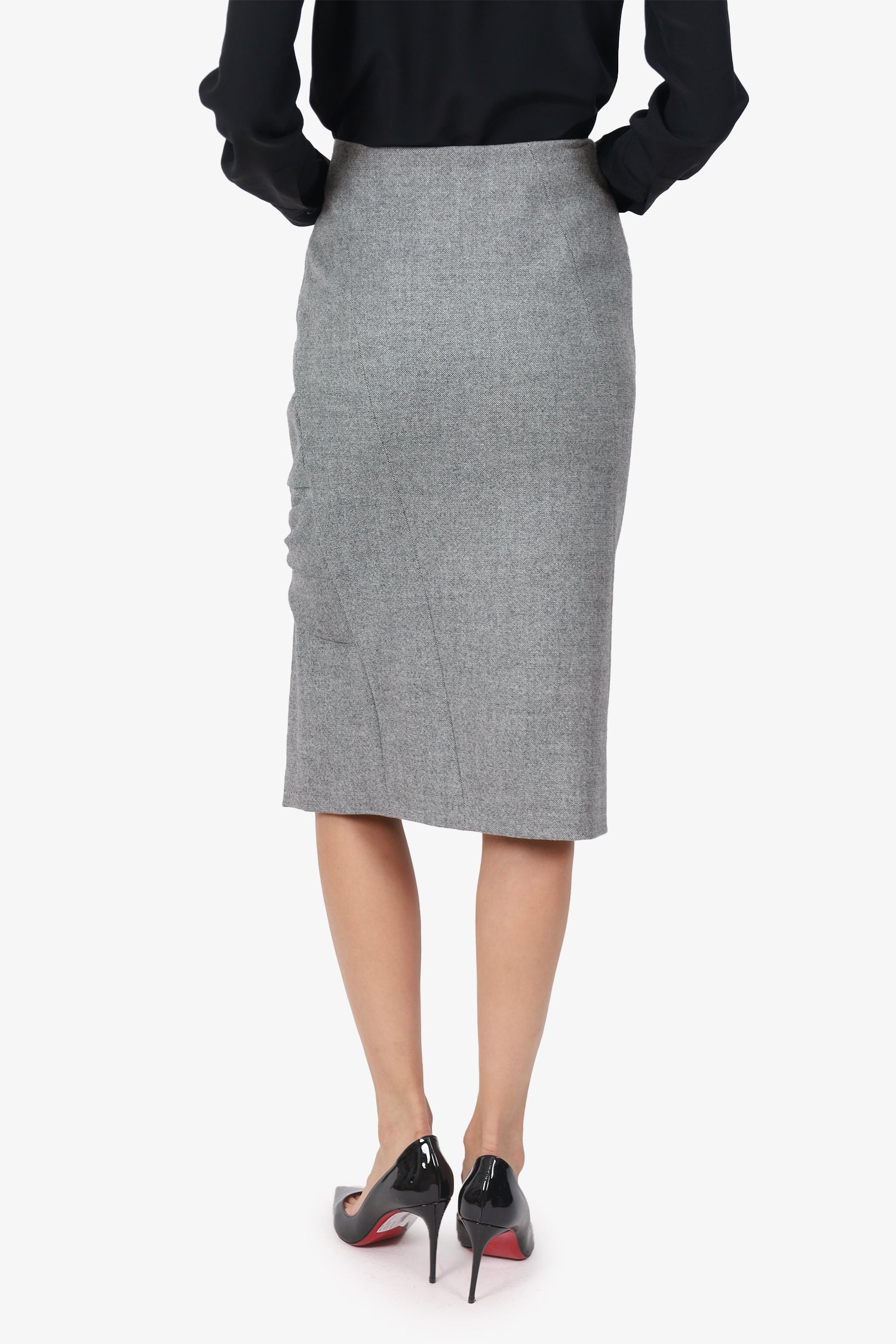 Christian Dior Black/White Twist-Detail Midi Skirt Size 10