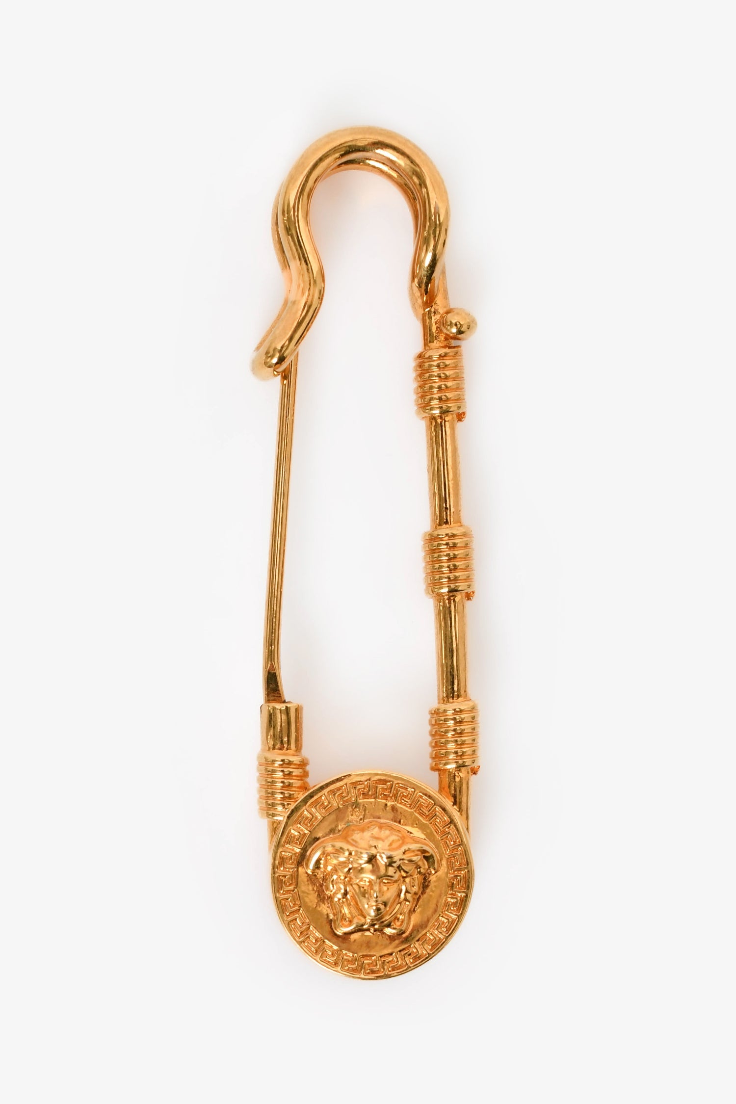 Versace Gold Toned Medusa Pin Brooch
