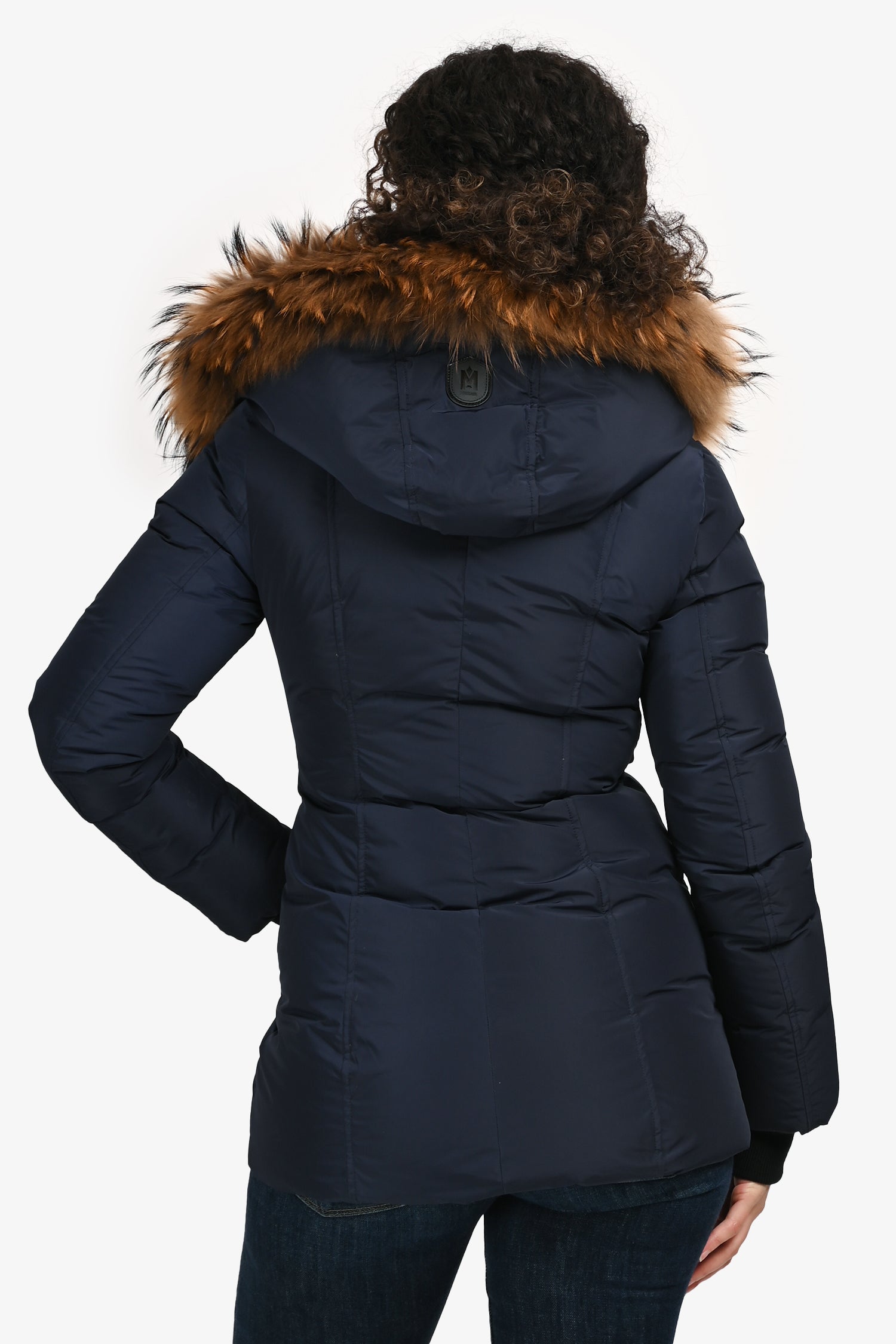 Mackage Navy Down Fur Lined Parka 'Adali-R' Jacket Size XS