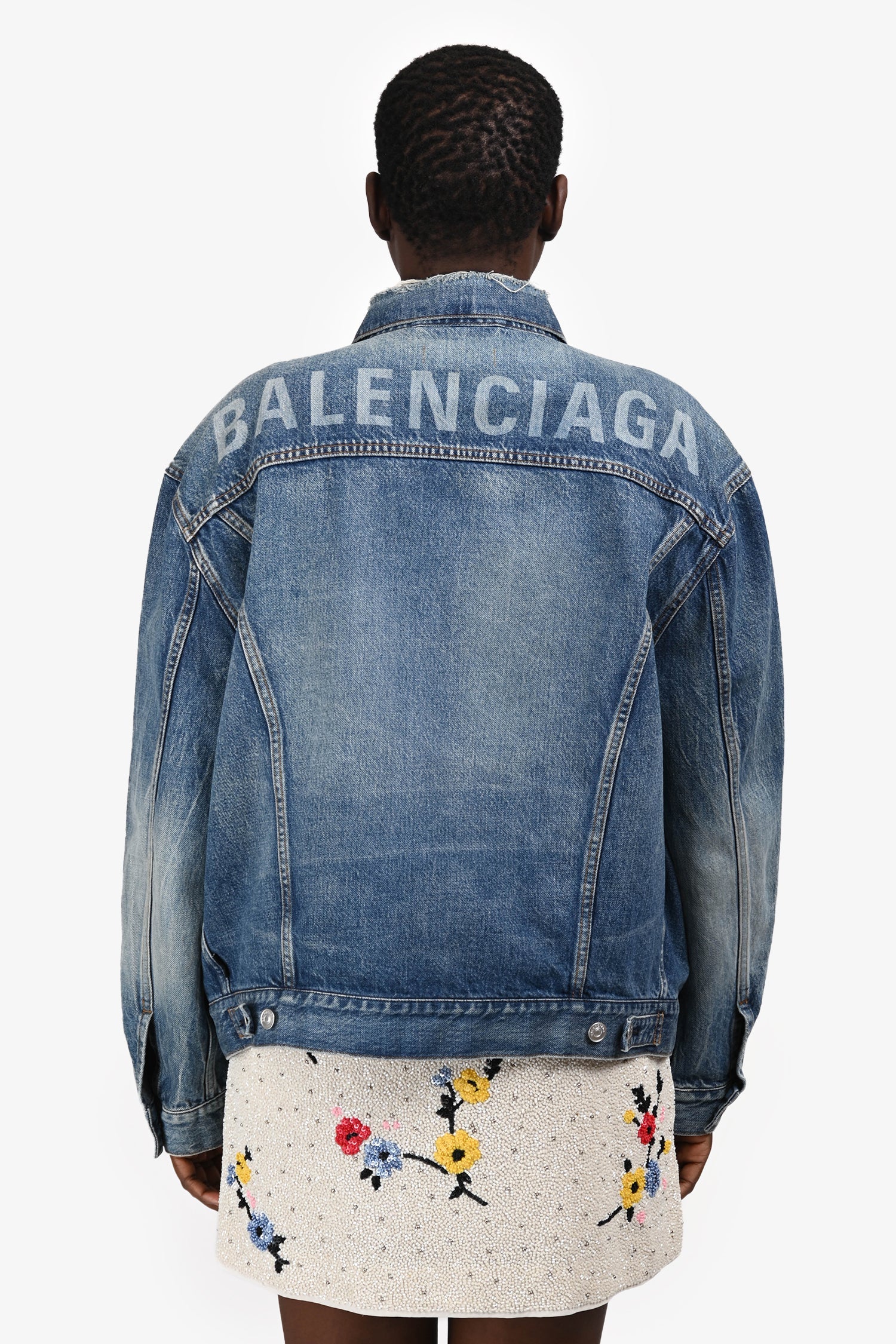 Balenciaga Blue Denim Distressed Jacket Size 48