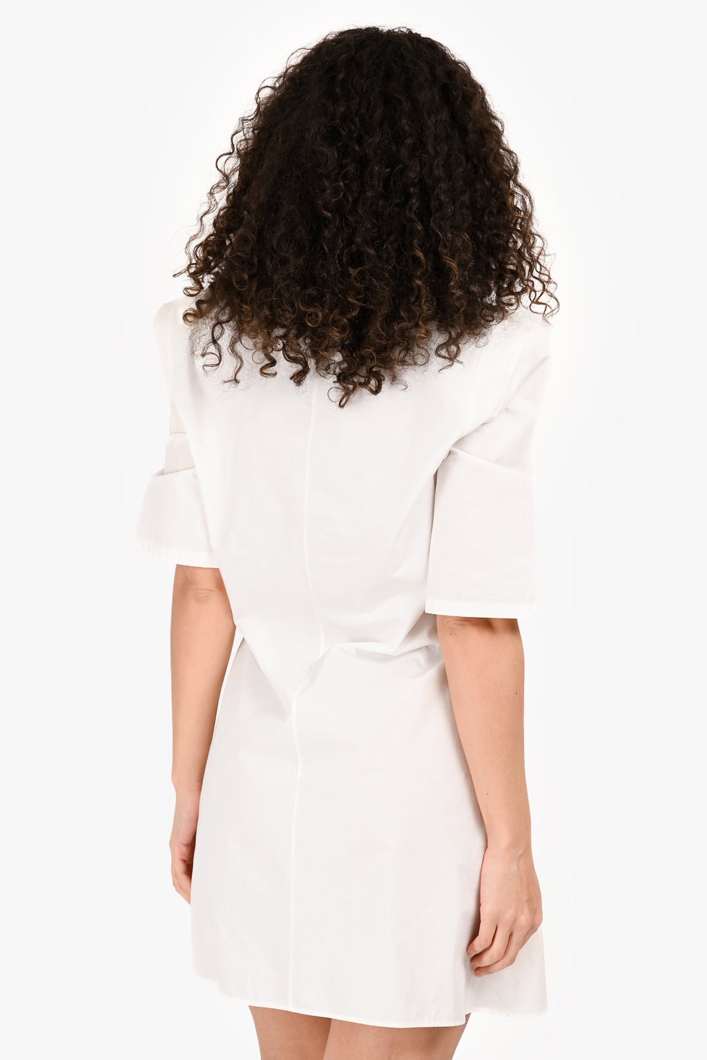 Off-White Cotton Shoulder Padded Silver Ring Dress Size 42