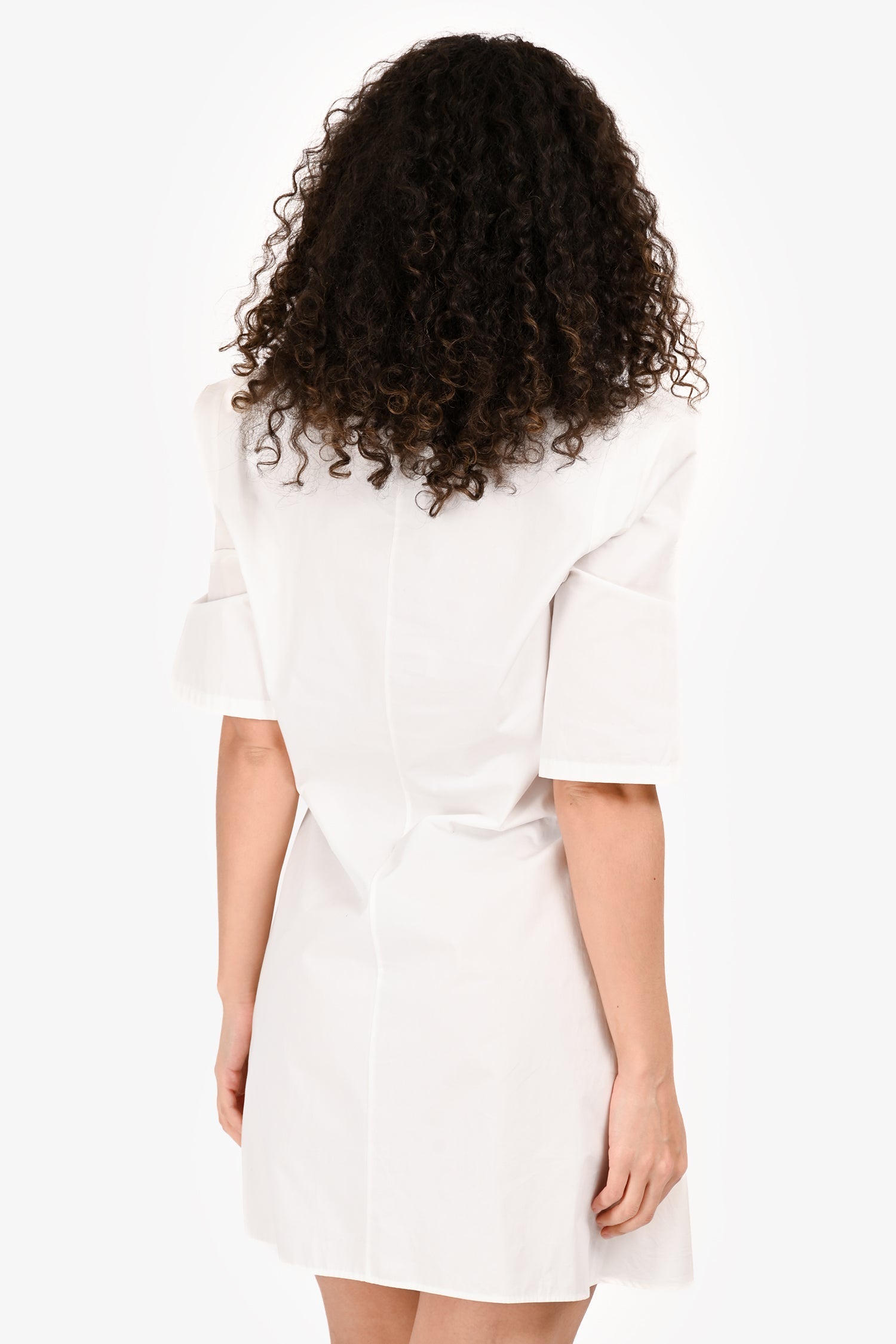 Off-White Cotton Shoulder Padded Silver Ring Dress Size 42
