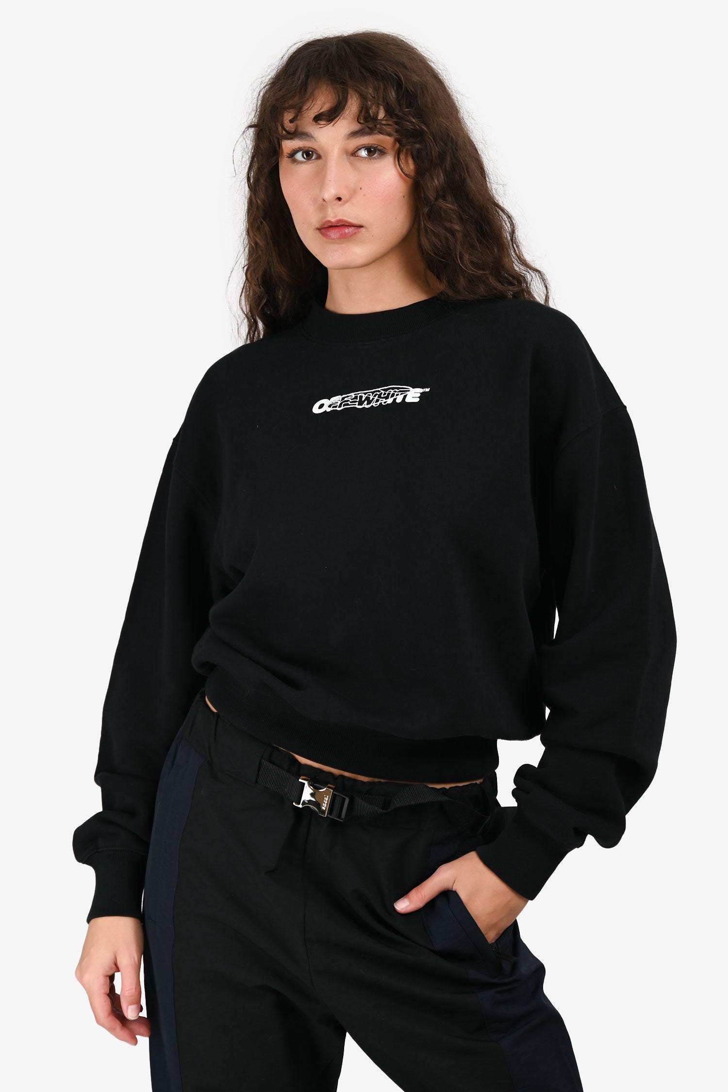 Off-White Black Cotton Logo Sweatshirt Size XXS