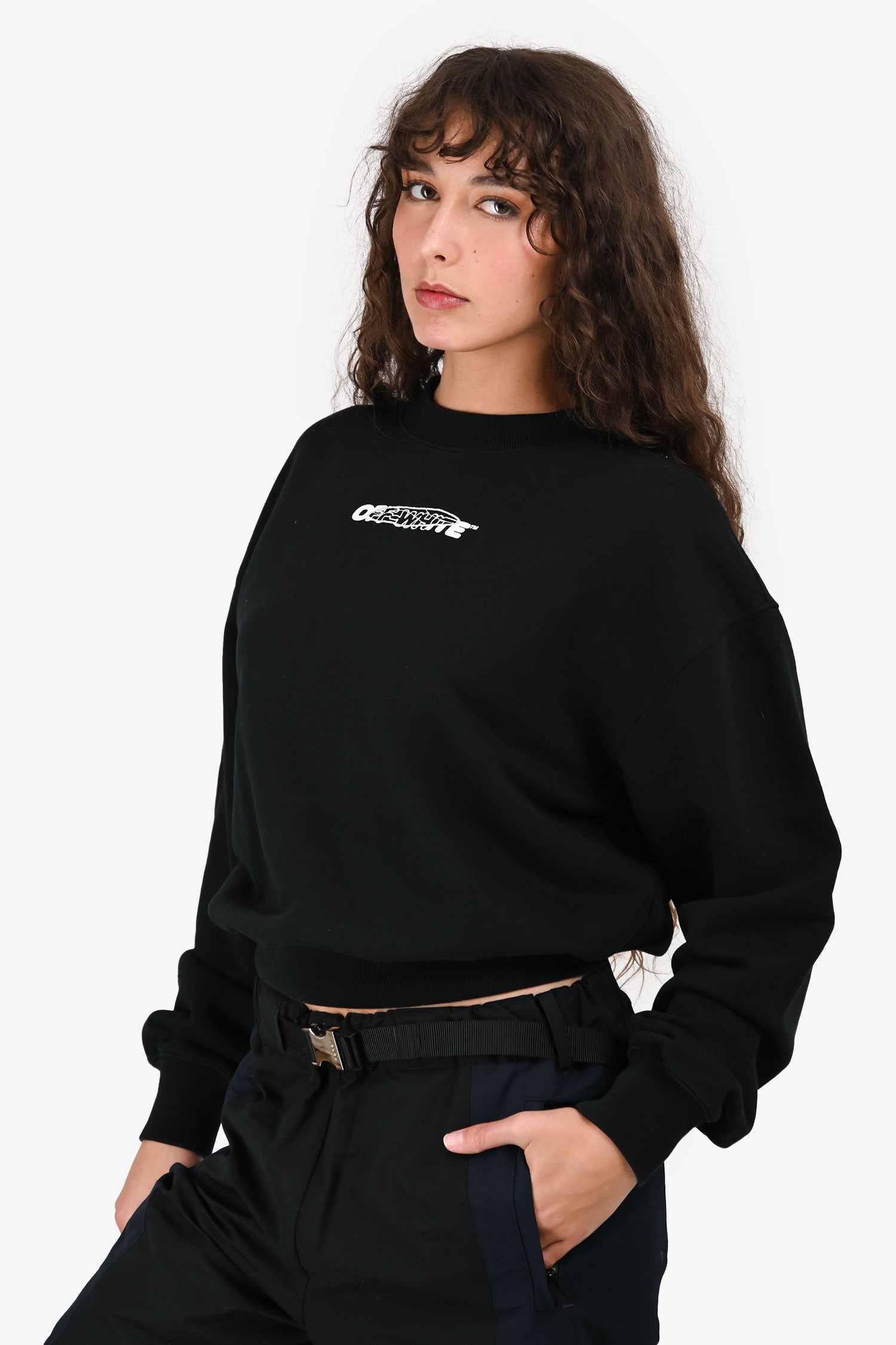 Off-White Black Cotton Logo Sweatshirt Size XXS
