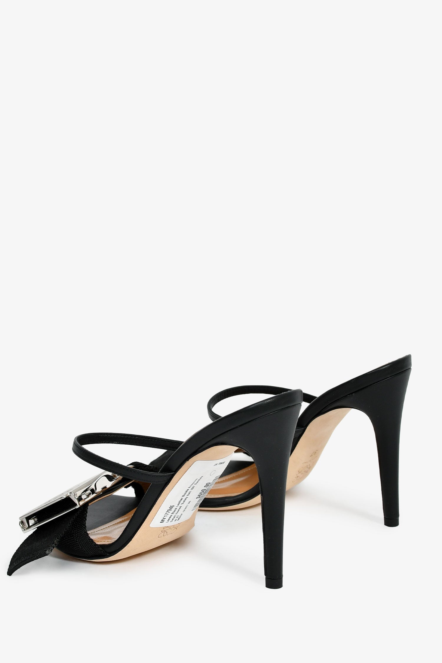 Loewe Black Leather Buckle Anagram Detail Heeled 'Safety Belt 100' Sandals Size 37