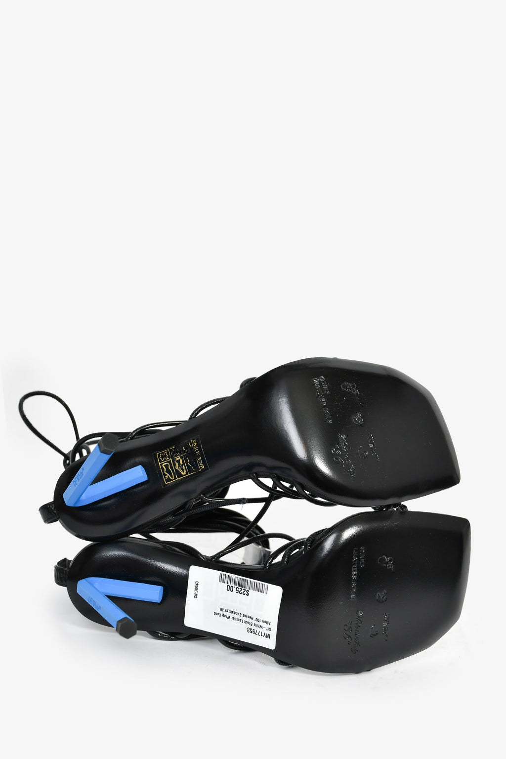 Off-White Black Leather Wrap Cord 'Allen 100' Heeled Sandals Size 36