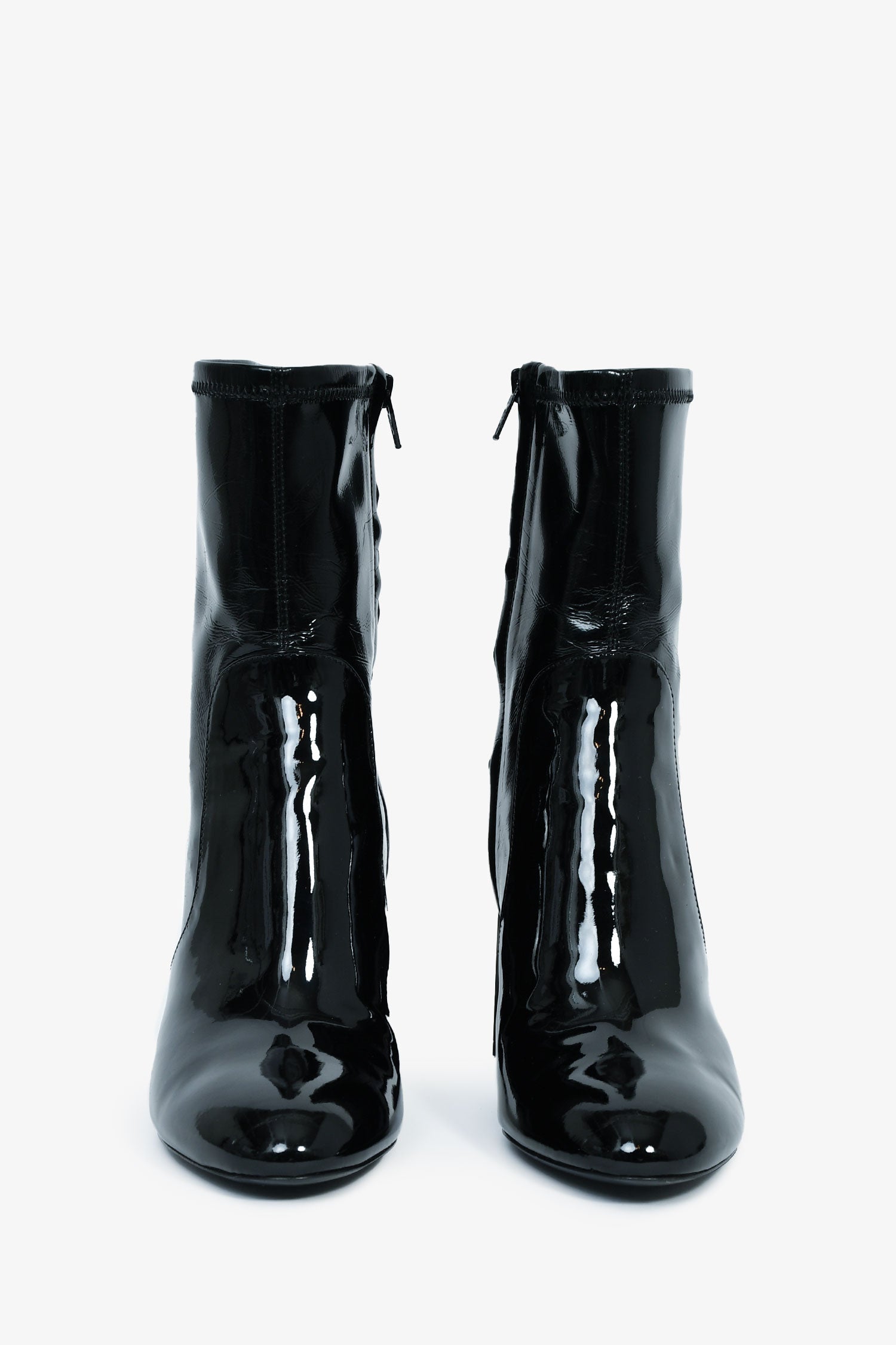 Louis Vuitton Black Patent Leather Heeled Boots Size 36